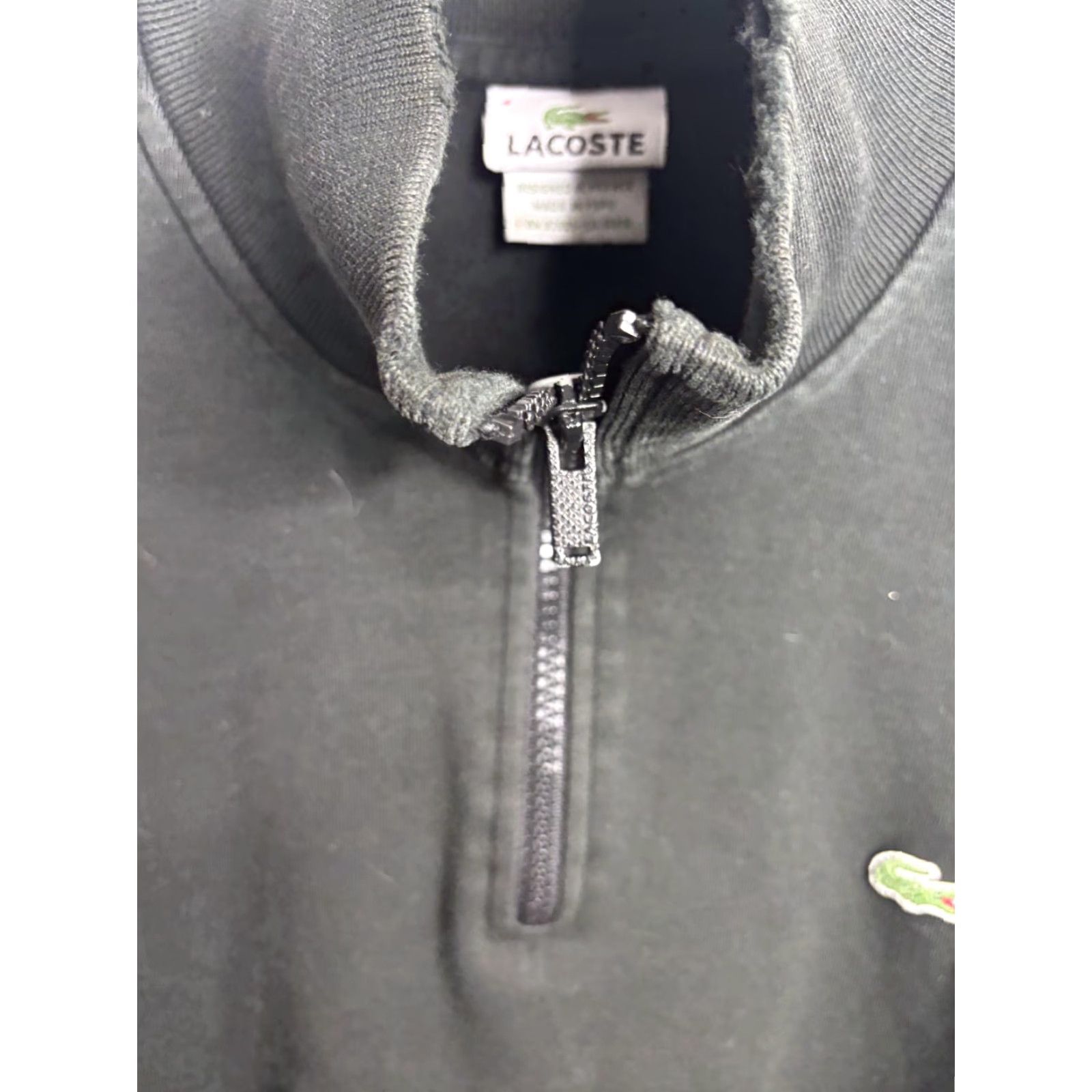 Lacoste Lacoste Pullover Sweater Mens M Black Quarter Zip Mock Neck Croc Logo Long Sleeve Casual Size US M / EU 48-50 / 2 - 4 Thumbnail