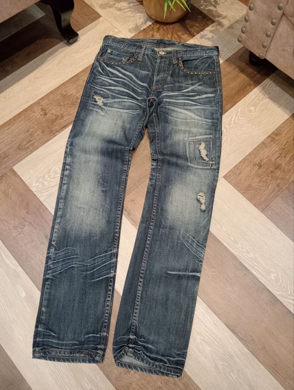 If Six Was Nine JAPANESE EDGE RUPERT BLUE WASHED DENIM PANTS Size US 33 - 2 Thumbnail