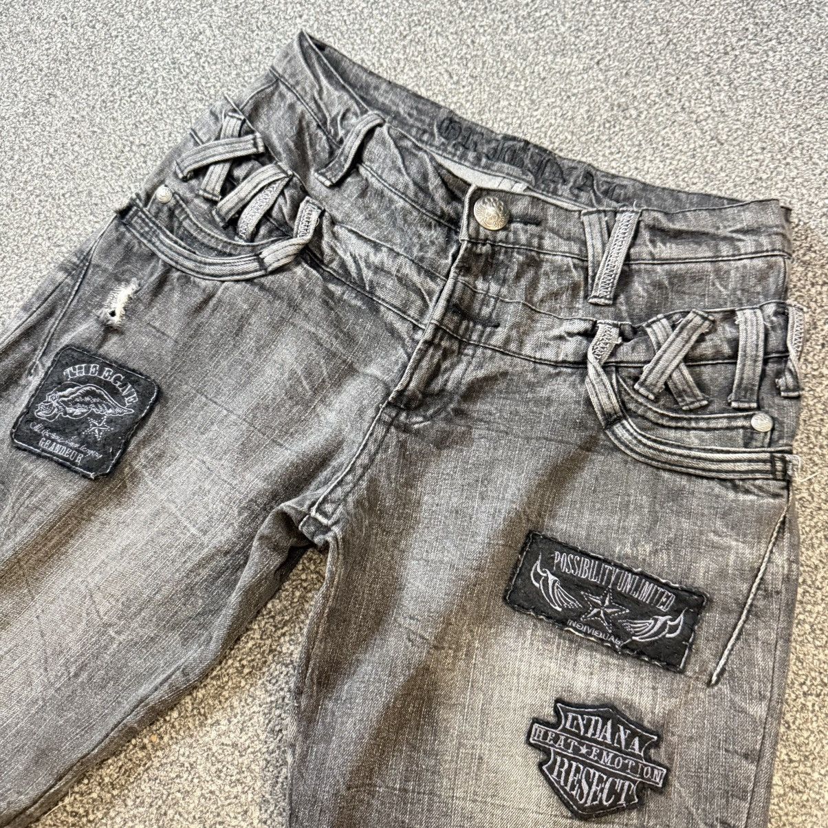 Le Grande Bleu (L.G.B.) Japanese y2k Double Waist Black Opium Distressed Denim Size US 32 / EU 48 - 3 Thumbnail