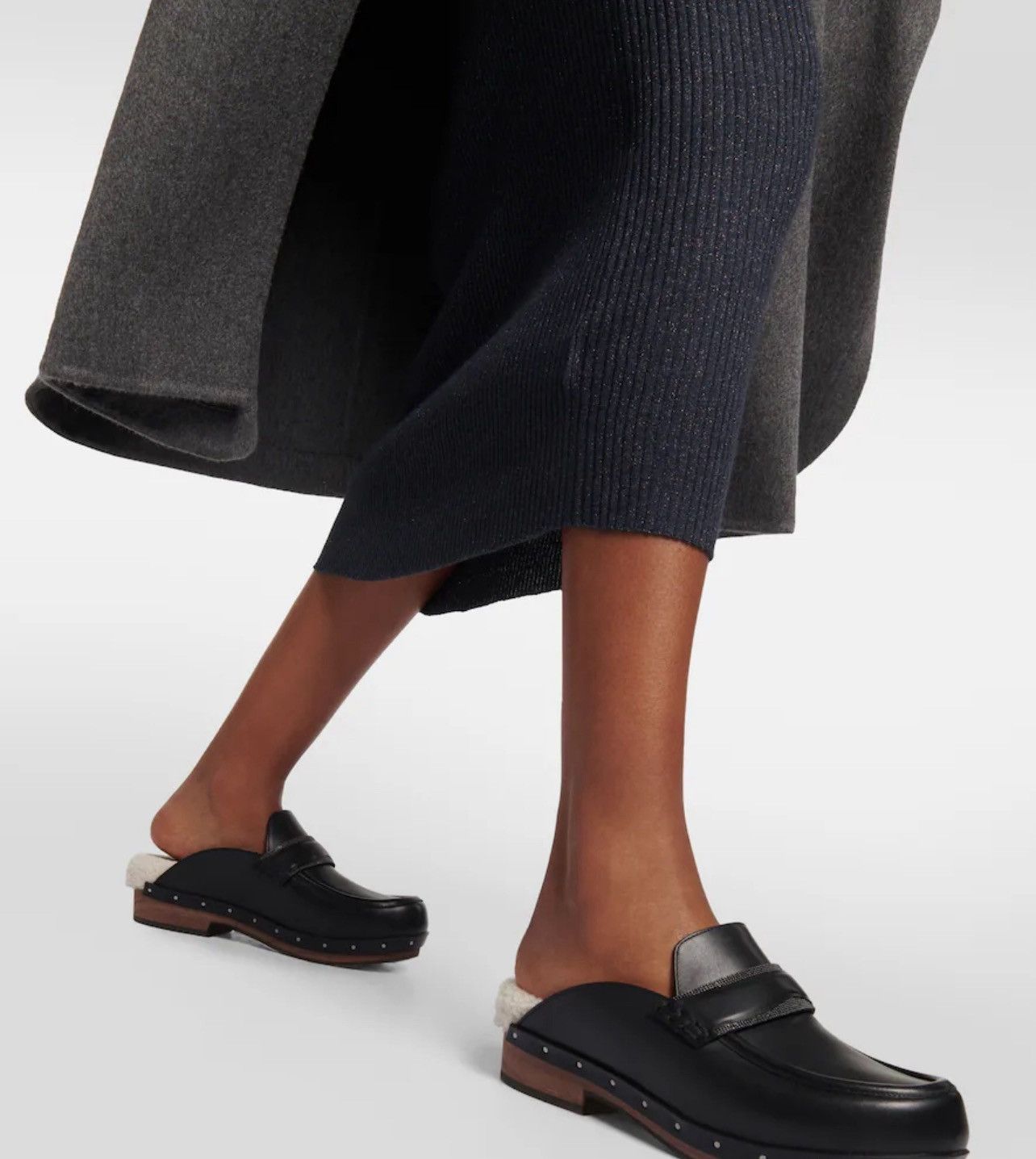 Brunello Cucinelli Brunello Cucinelli Beaded Shearling & Leather Clogs size 39 Size US 9 / IT 39 - 4 Thumbnail