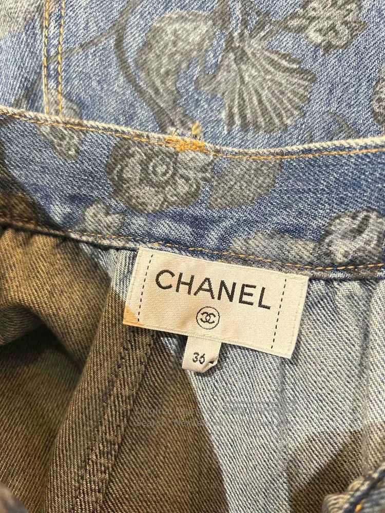 Chanel Chanel Floral graffiti denim skirt Size 24" / US 00 / IT 34 - 4 Thumbnail