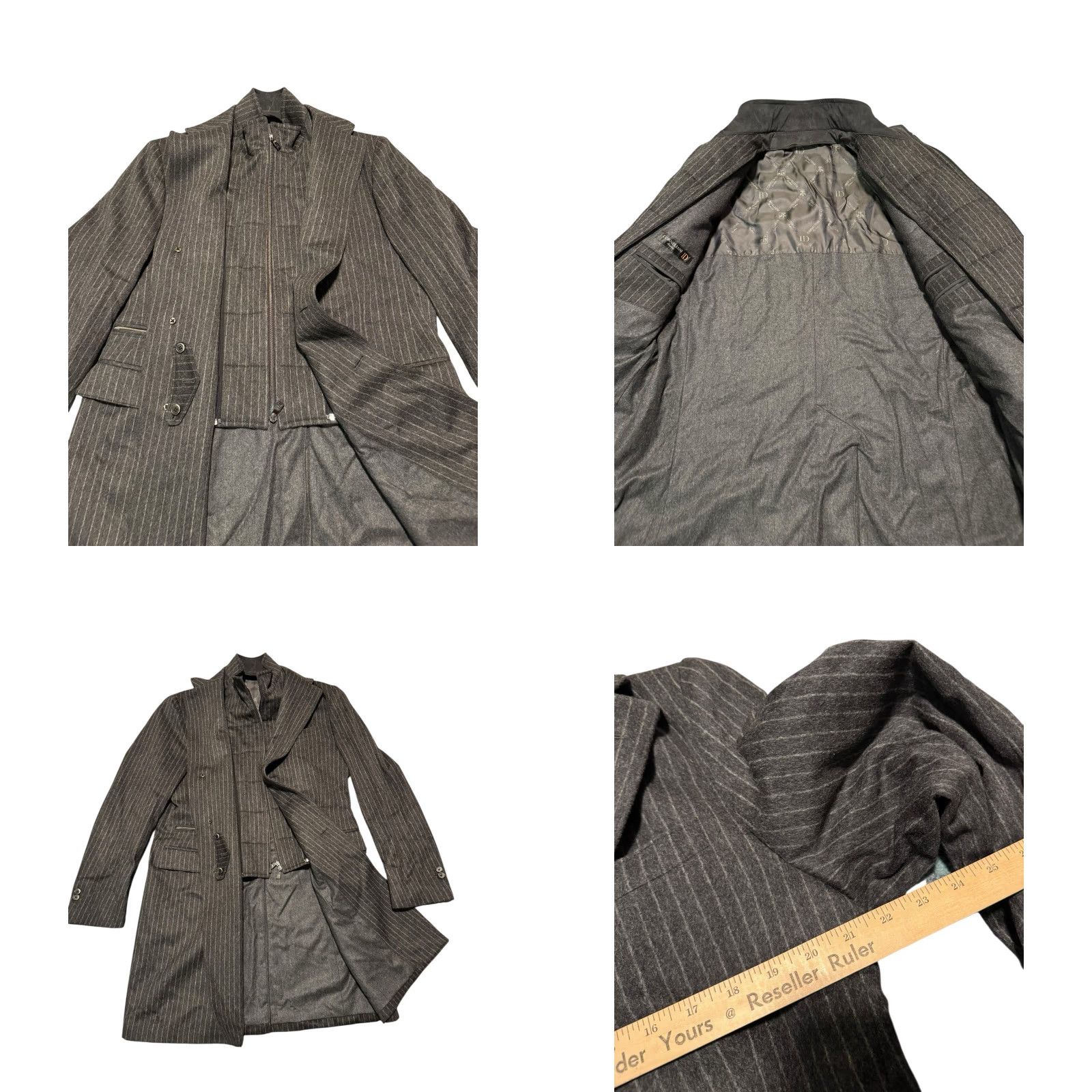 Corneliani Corneliani ID Italy Men Overcoat Pinstripe Wool Long Zip Bib 54R Grey XXX Wool Lining Regular Coat Mens Size US L / EU 52-54 / 3 - 9 Thumbnail