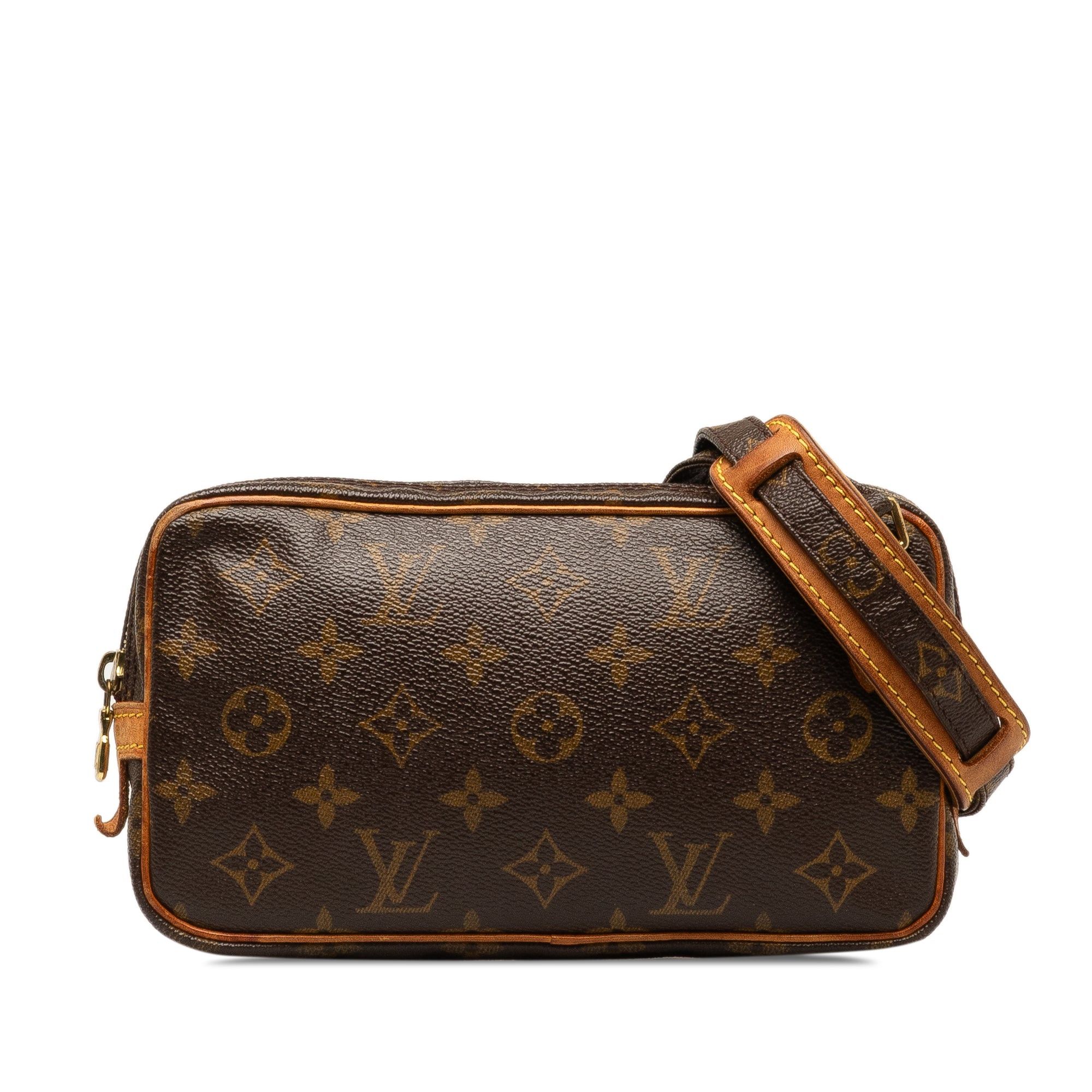 image of Louis Vuitton Monogram Pochette Marly Bandouliere Crossbody Bag in Brown, Women's