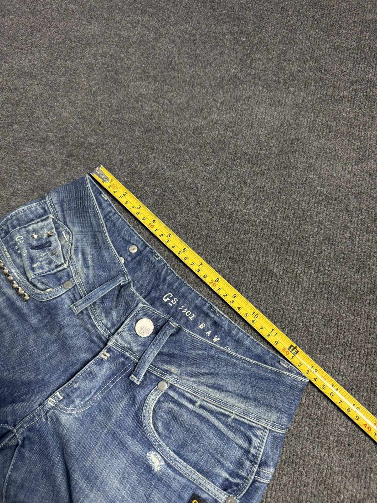 G-Star 00s G-Star RAW 3301 Distressed Punk Rock Denim Jeans Y2K Size 25" / US 0 / IT 36 - 16 Thumbnail