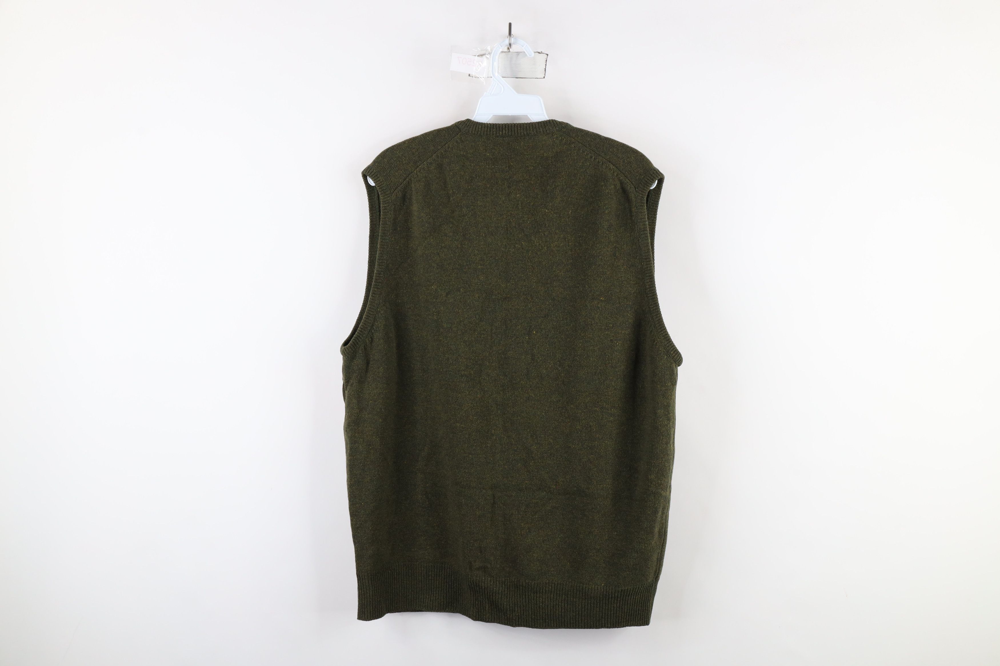 Vintage Vintage 90s Streetwear Wool Blend Knit Sweater Vest Green Size US L / EU 52-54 / 3 - 6 Thumbnail