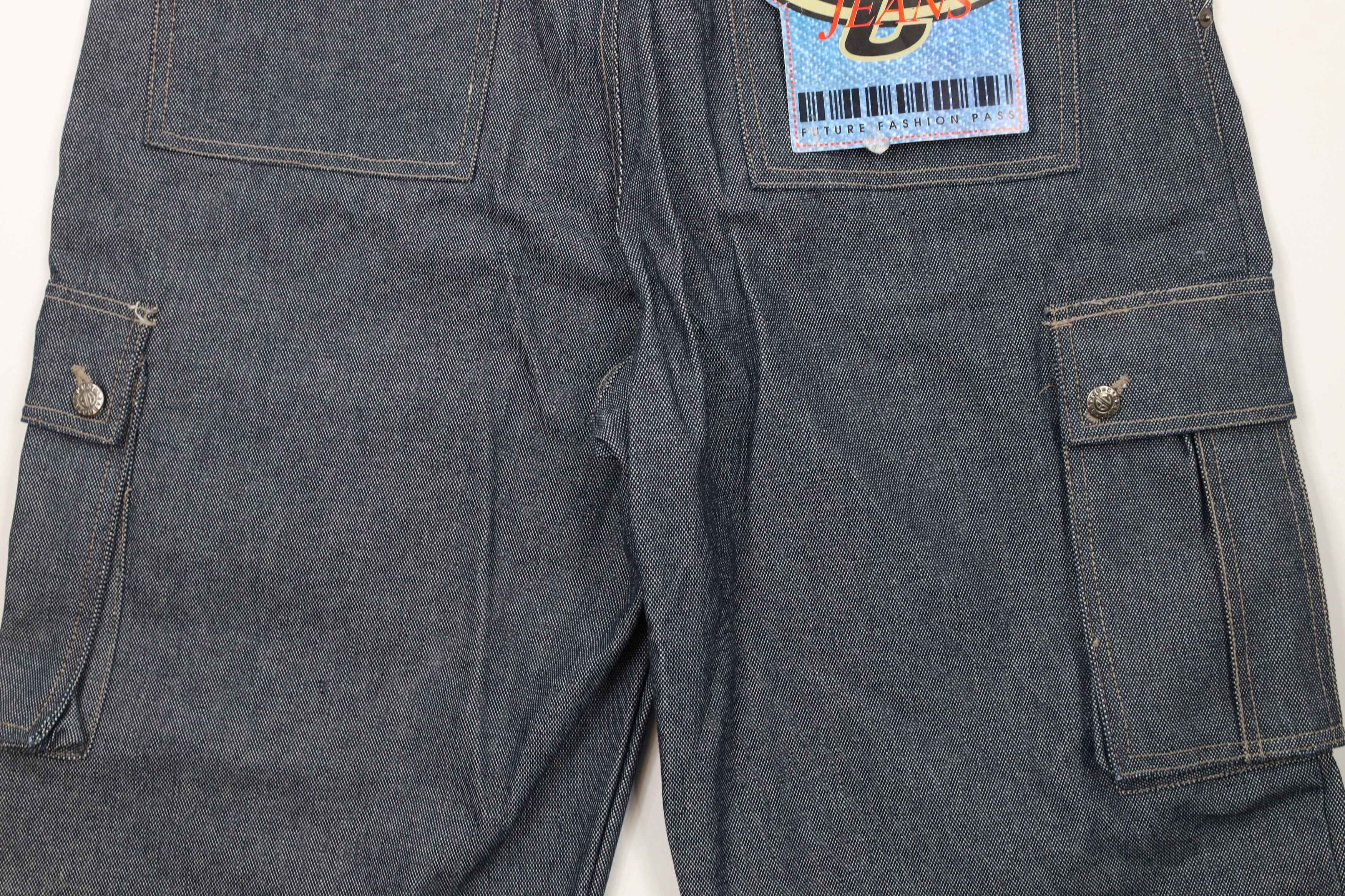 Vintage Deadstock Vintage 90s Y2K Streetwear Denim Cargo Shorts Blue Size US 38 / EU 54 - 10 Thumbnail