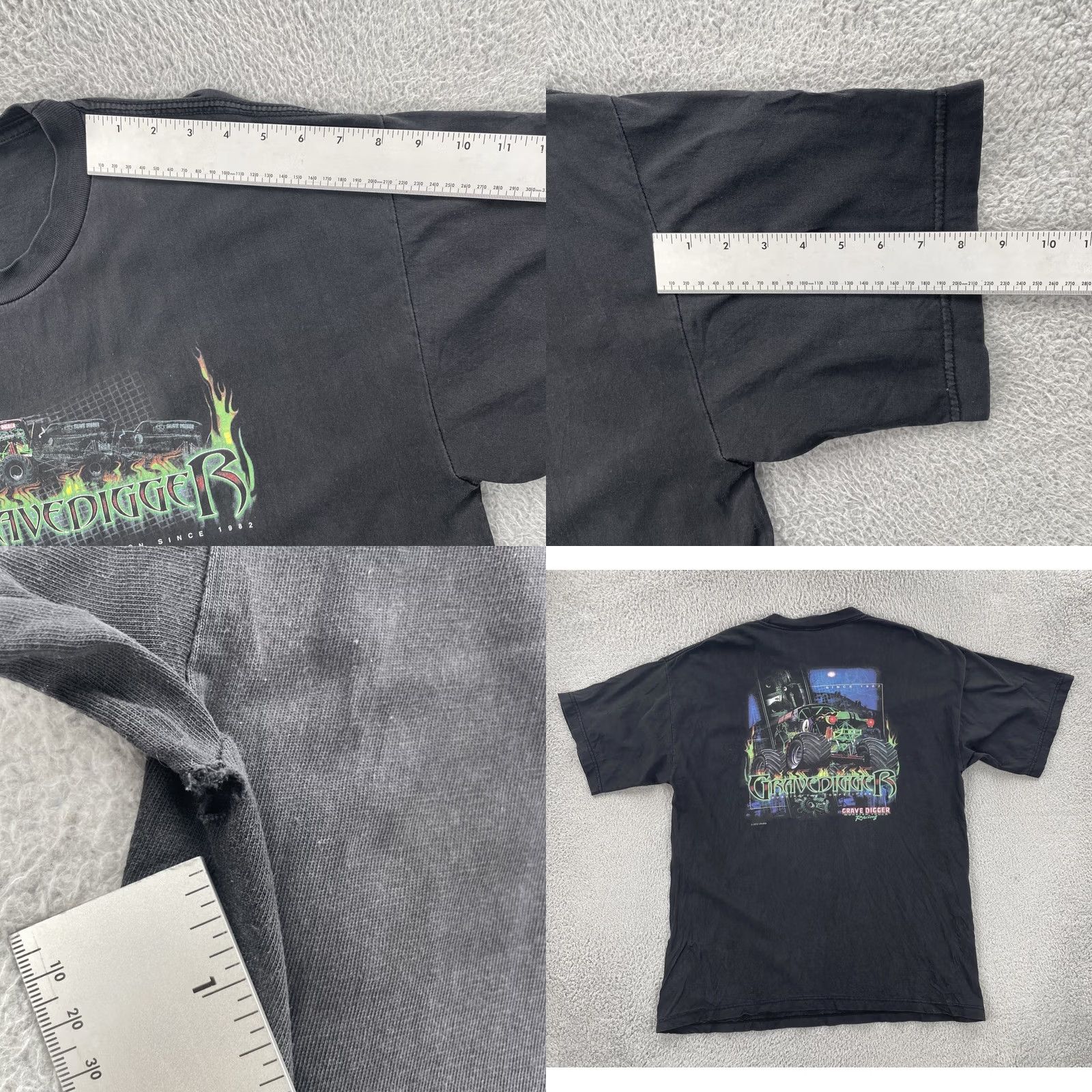 Vintage VINTAGE ALM Men’s XL Black Shirt 2002 Grave Digger Monster Truck Racing Double Sided Graphic Print Short Sleeve Crew Neck T-Shirt USA Cars Classic Men Size US XL / EU 56 / 4 - 9 Thumbnail