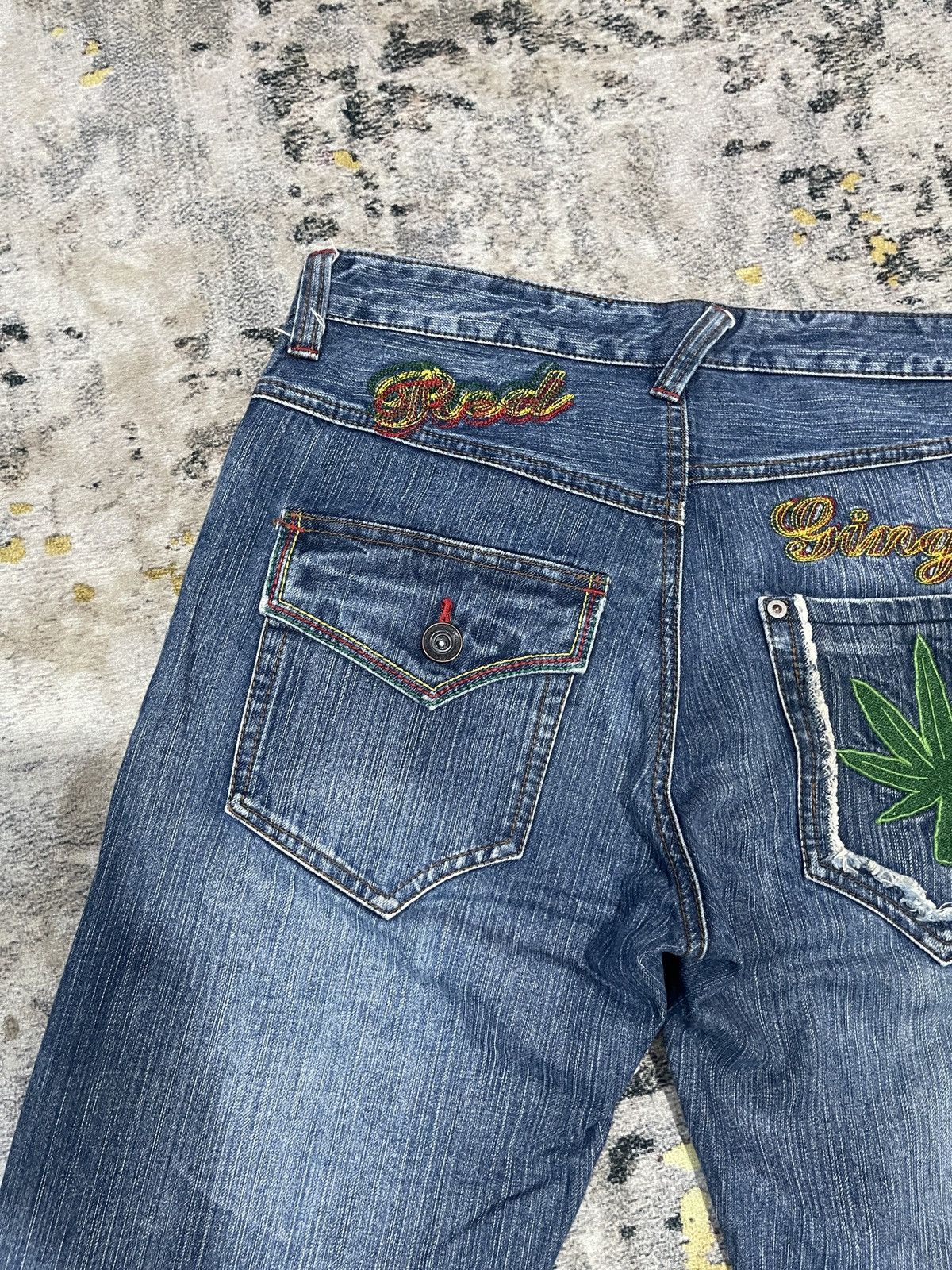 Japanese Brand Vintage Red Ginger Flare Denim Jeans ! Rare Design Size US 32 / EU 48 - 11 Thumbnail