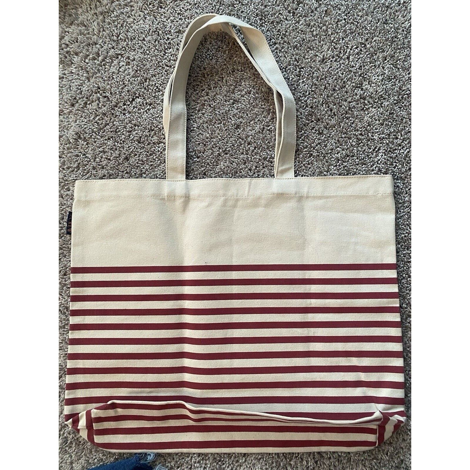 J.Crew J Crew Tote/Travel Adult Canvas Striped Burgundy Stripe Lj Size ONE SIZE - 2 Thumbnail