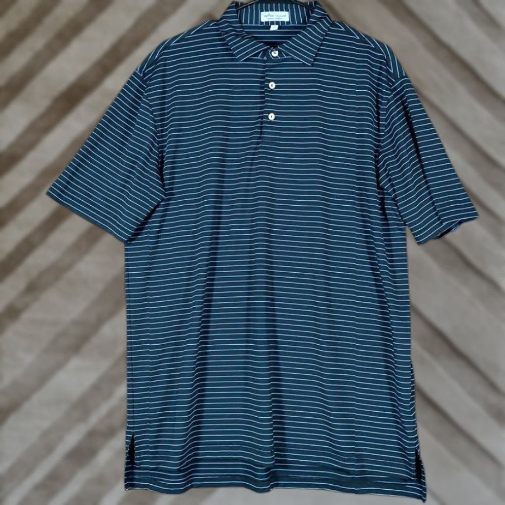 Peter Millar Peter Millar Men Shirt Black Blue Stripe Polo Stretch Large Short Sleeve Casual Golf Striped Polo Men Size US L / EU 52-54 / 3 - 1 Thumbnail
