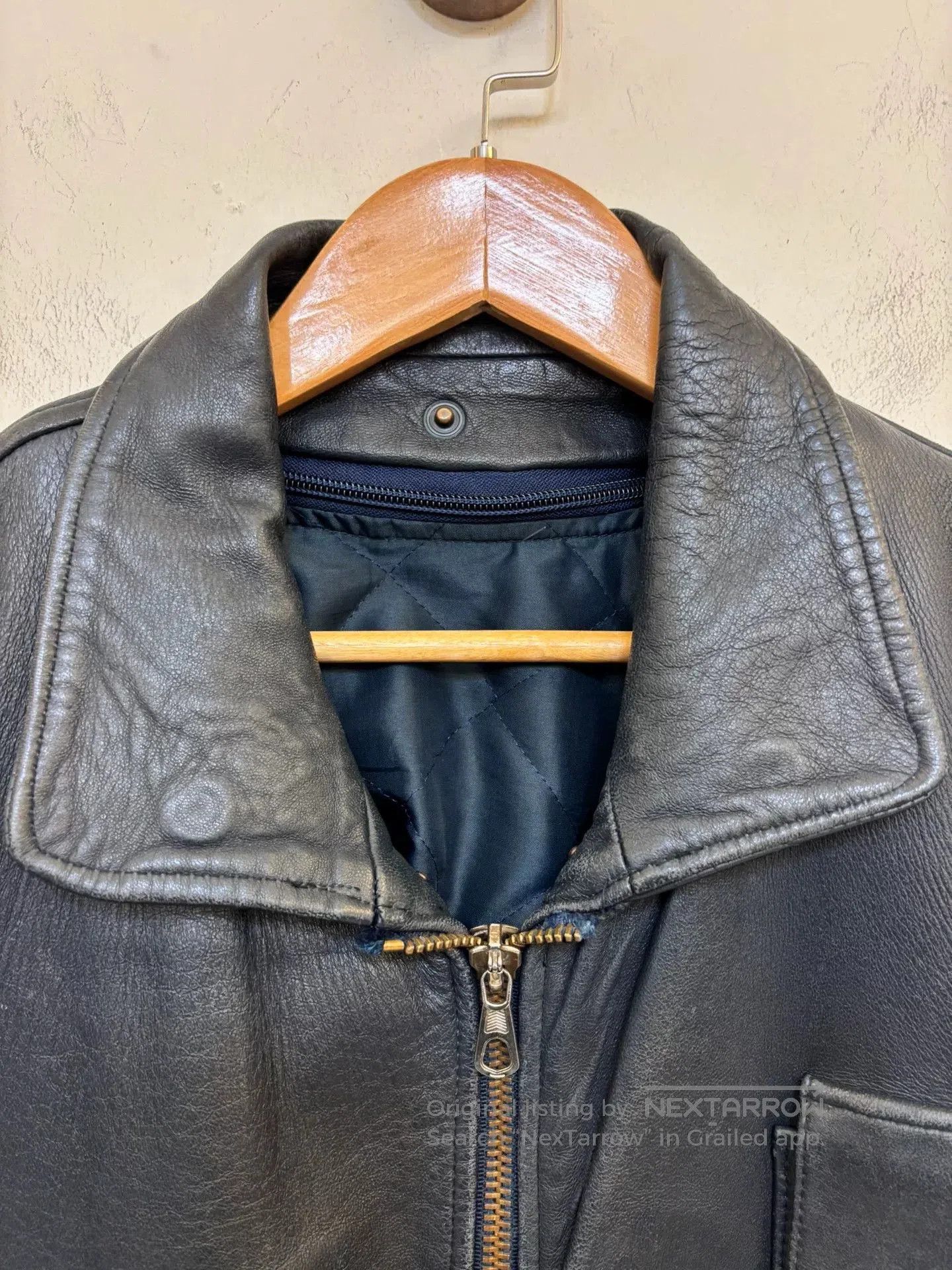 Vintage Vintage French Pilot Leather Jacket. Size US XL / EU 56 / 4 - 2 Thumbnail