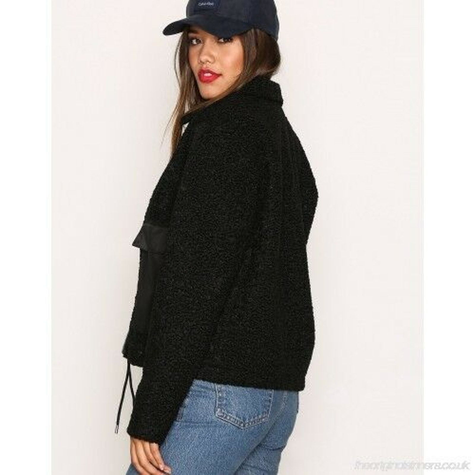 Dr. Denim New Dr Denim Emlin Box Crop Faux Shearling Jacket Black Size S / US 4 / IT 40 - 3 Thumbnail