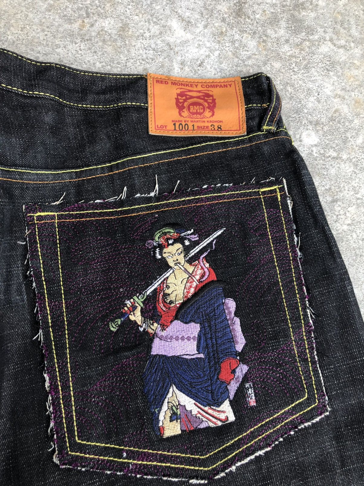 RMC Jeans Red Monkey Company Embroidered Jeans Baggy Jeans Size US 37 - 16 Thumbnail