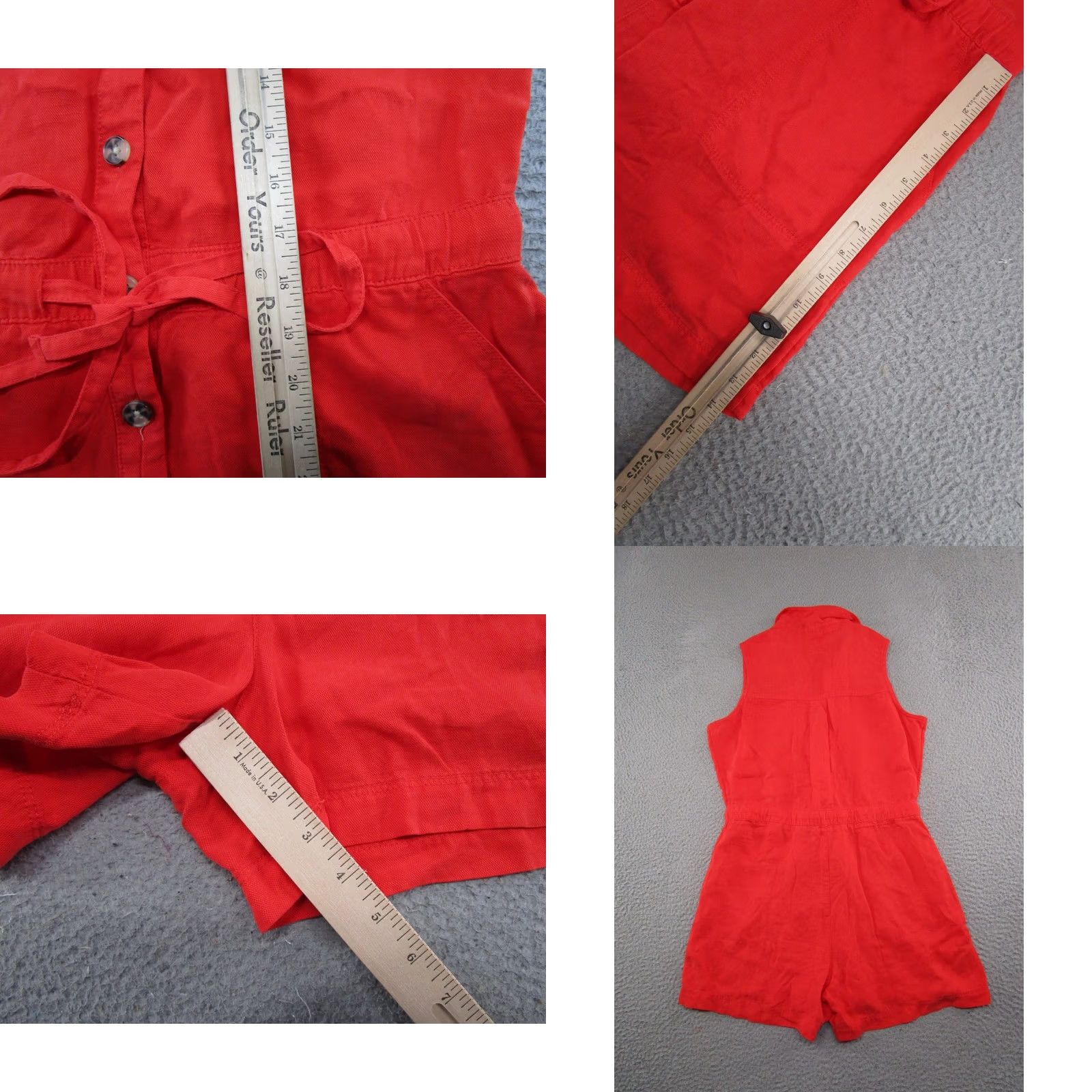 Nicole Miller Nicole Miller New York Romper Lyocell Linen Blend Red Sleeveless Button Up SZ 8 Size 30" / US 8 / IT 44 - 8 Thumbnail
