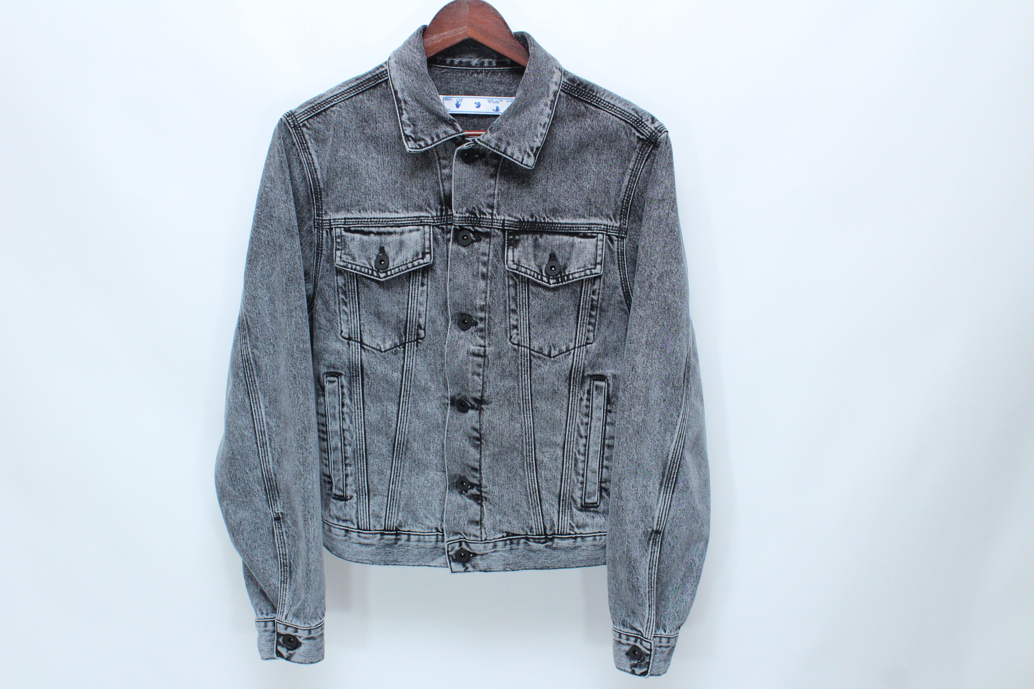 Off-White Off-White Logo Slim Fit Grey Denim Jacket Virgil Abloh Size US S / EU 44-46 / 1 - 3 Thumbnail