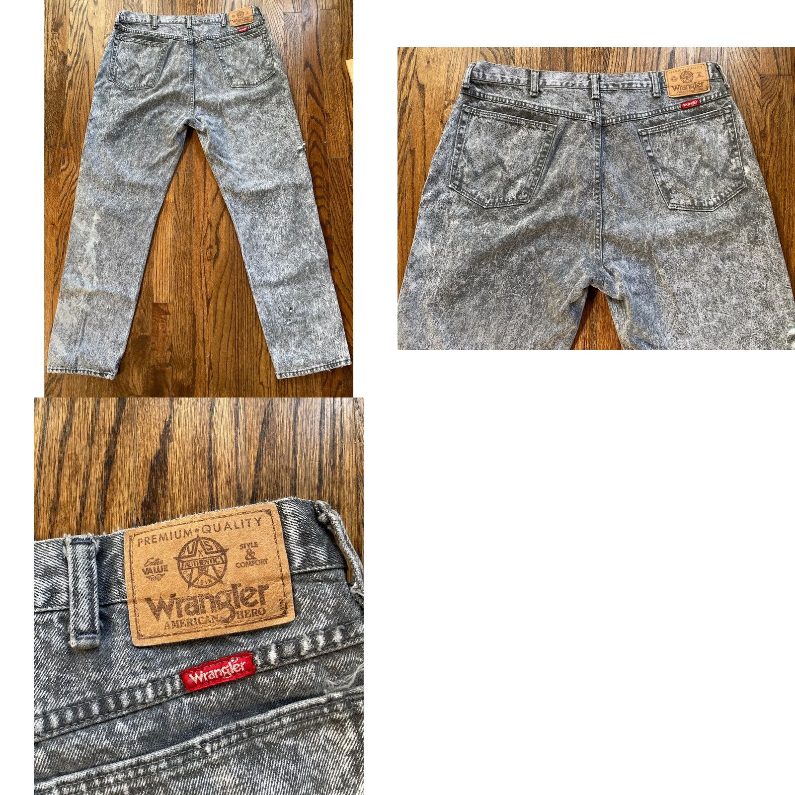 Wrangler VINTAGE Wrangler Jeans Mens 40x32 (fits 35x30) Acid Washed Gray USA Made Grunge Size US 40 / EU 56 - 9 Thumbnail