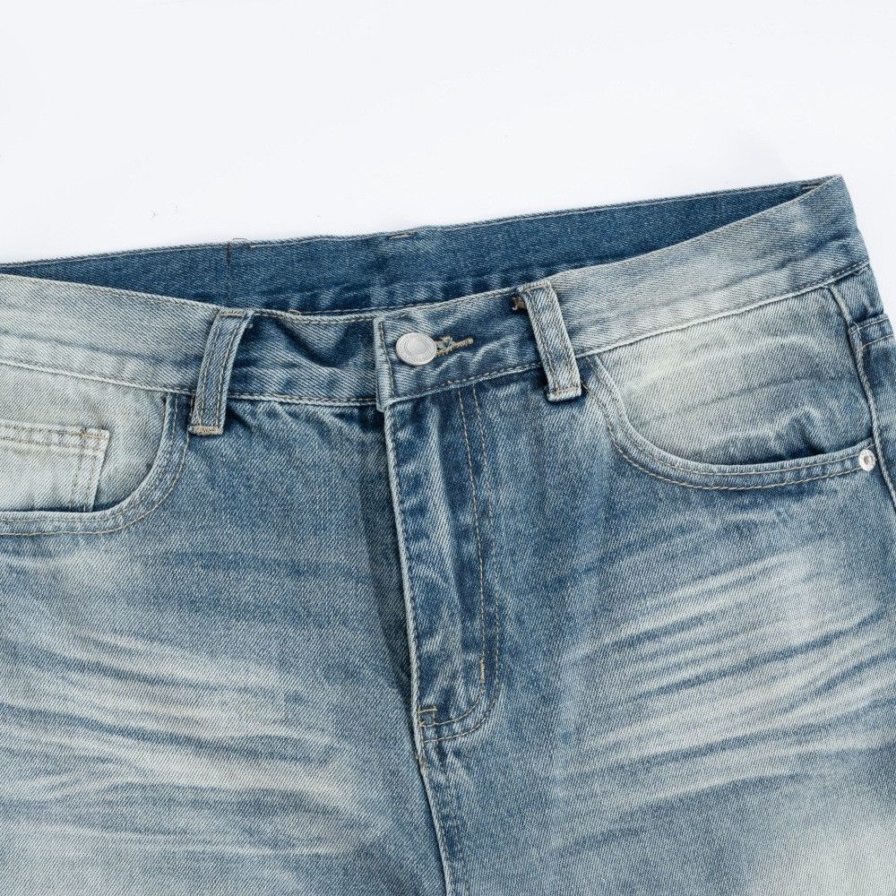 Jean Men's punk gradient distressed loose washed denim jeans Size US 32 / EU 48 - 3 Thumbnail