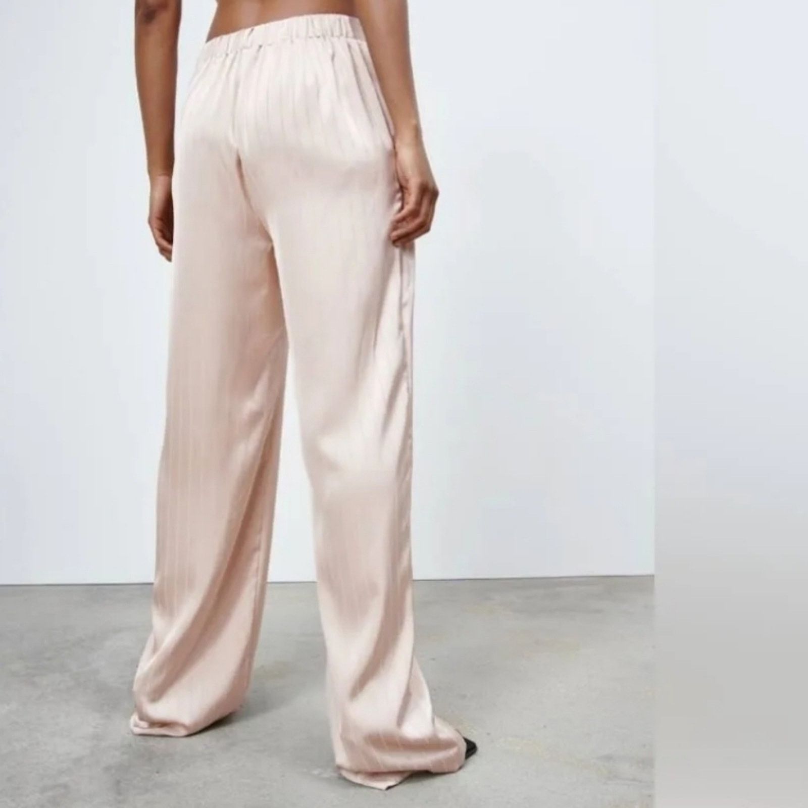 Zara NWOT/Zara-Pinstripe satin trousers Size 30" / US 8 / IT 44 - 2 Thumbnail