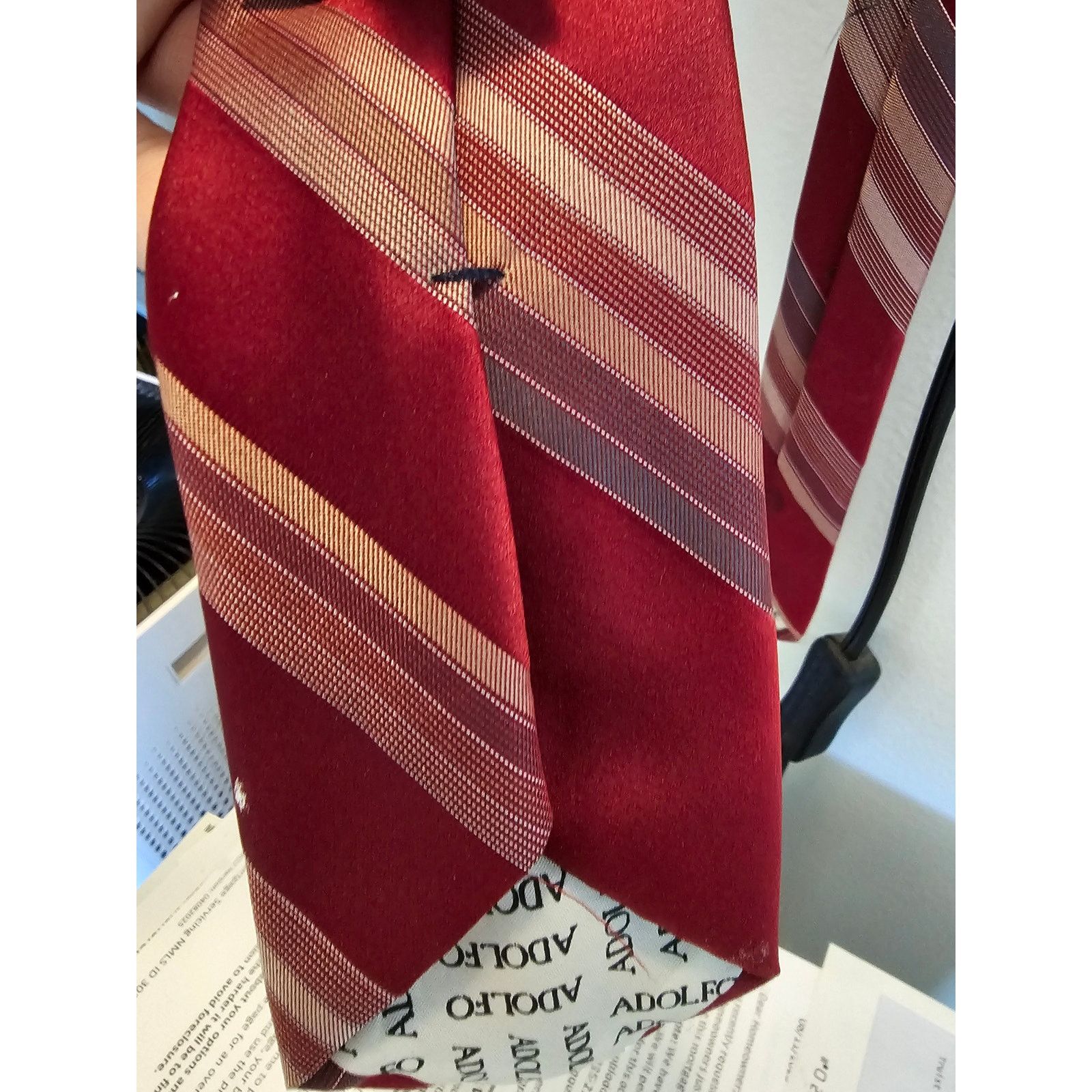 Other Vintage Adolfo Men's Necktie - Red w/Stripes - 54" x 3" Size ONE SIZE - 3 Thumbnail