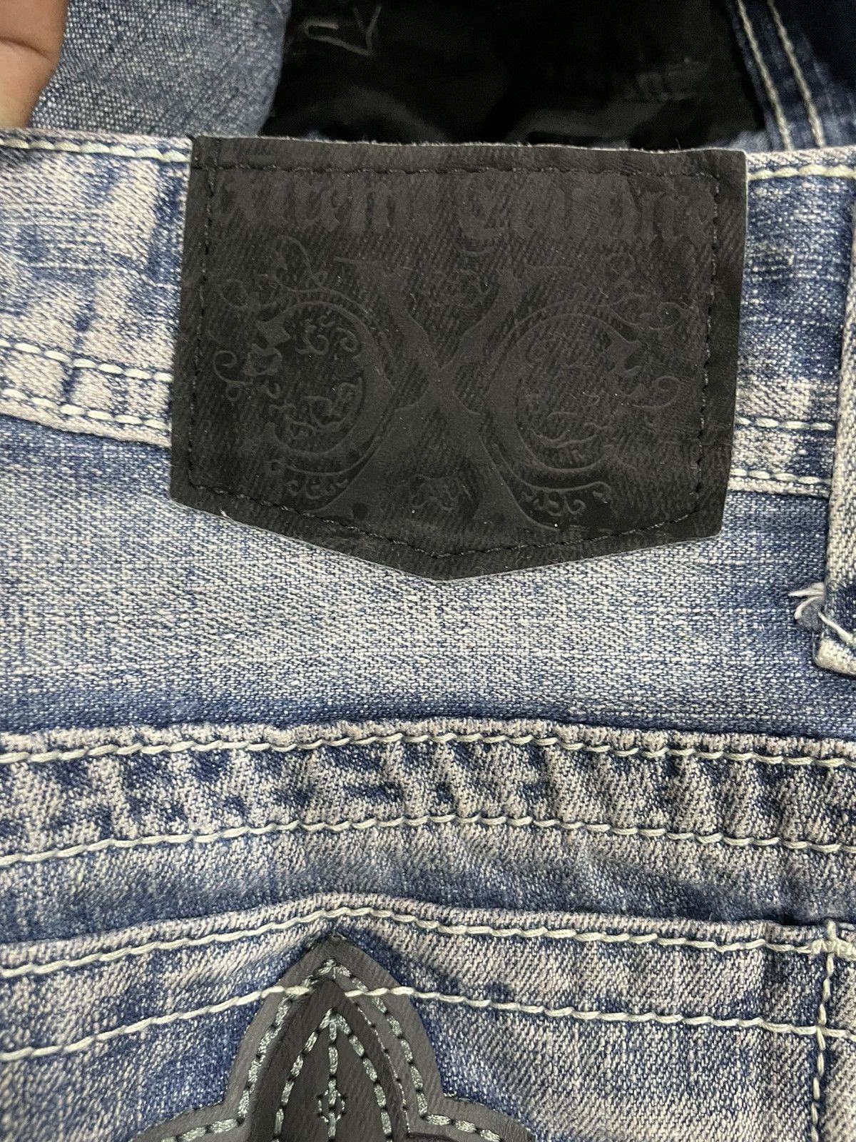 If Six Was Nine Xtreme Couture Cross Pocket Jeans Size US 35 - 20 Thumbnail