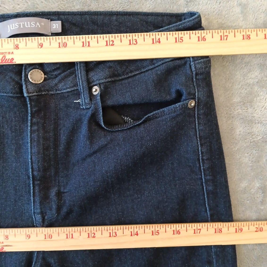 Vintage Just USA Jeans Skinny Womens Size 31 Blue Dark Wash Mid Rise 31x26.5 Stretch Denim 5-Pocket Womens Jeans Size 24" / US 00 / IT 34 - 3 Thumbnail