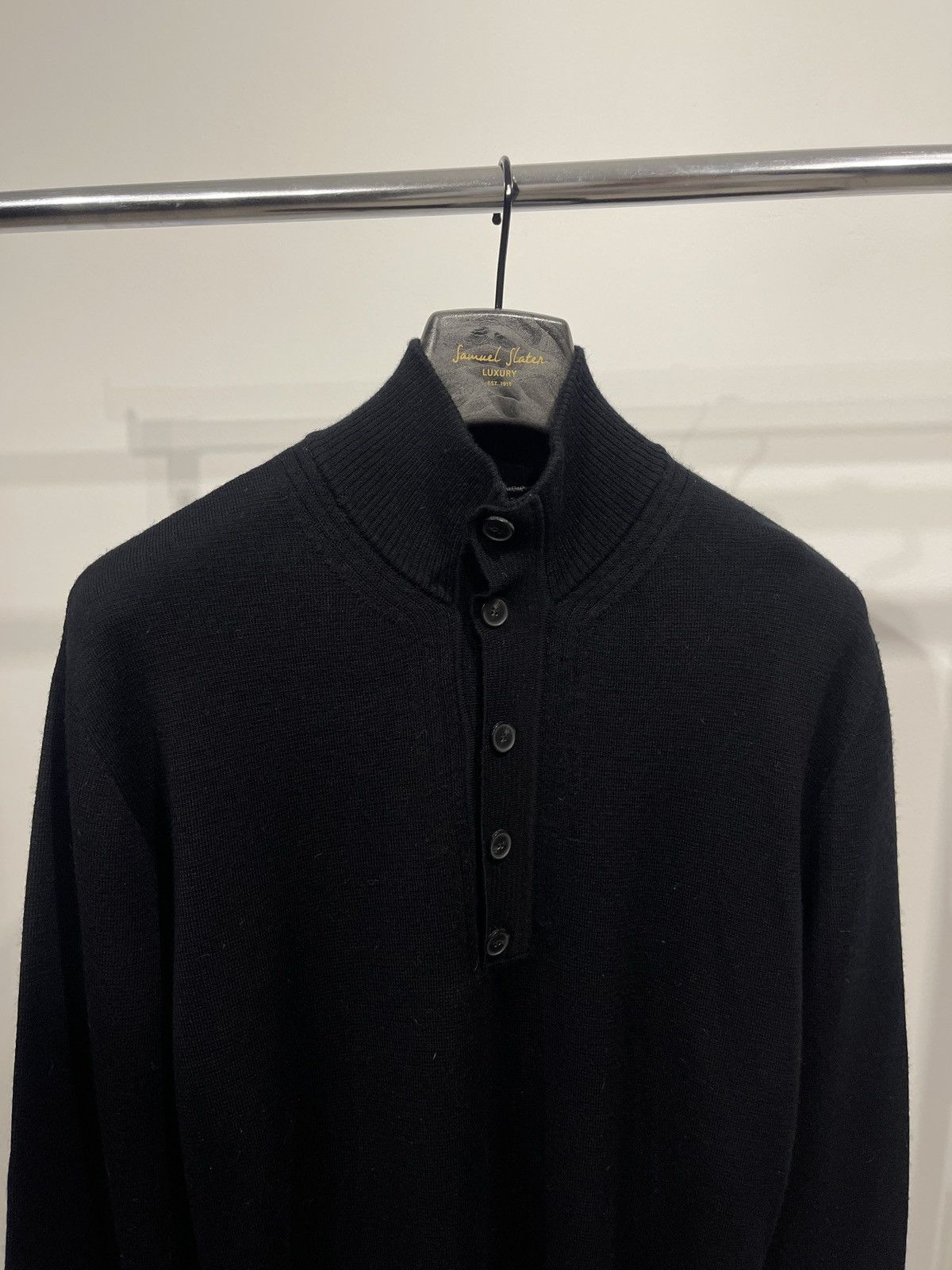 Hugo Boss Sweater with buttons black hugo boss wool jumper M Size US M / EU 48-50 / 2 - 2 Thumbnail
