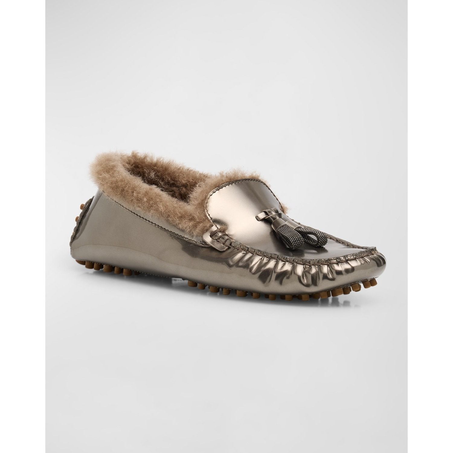 Brunello Cucinelli Brunello Cucinelli Monili Metallic Shearling Fur Loafers Size US 8 / IT 38 - 1 Thumbnail