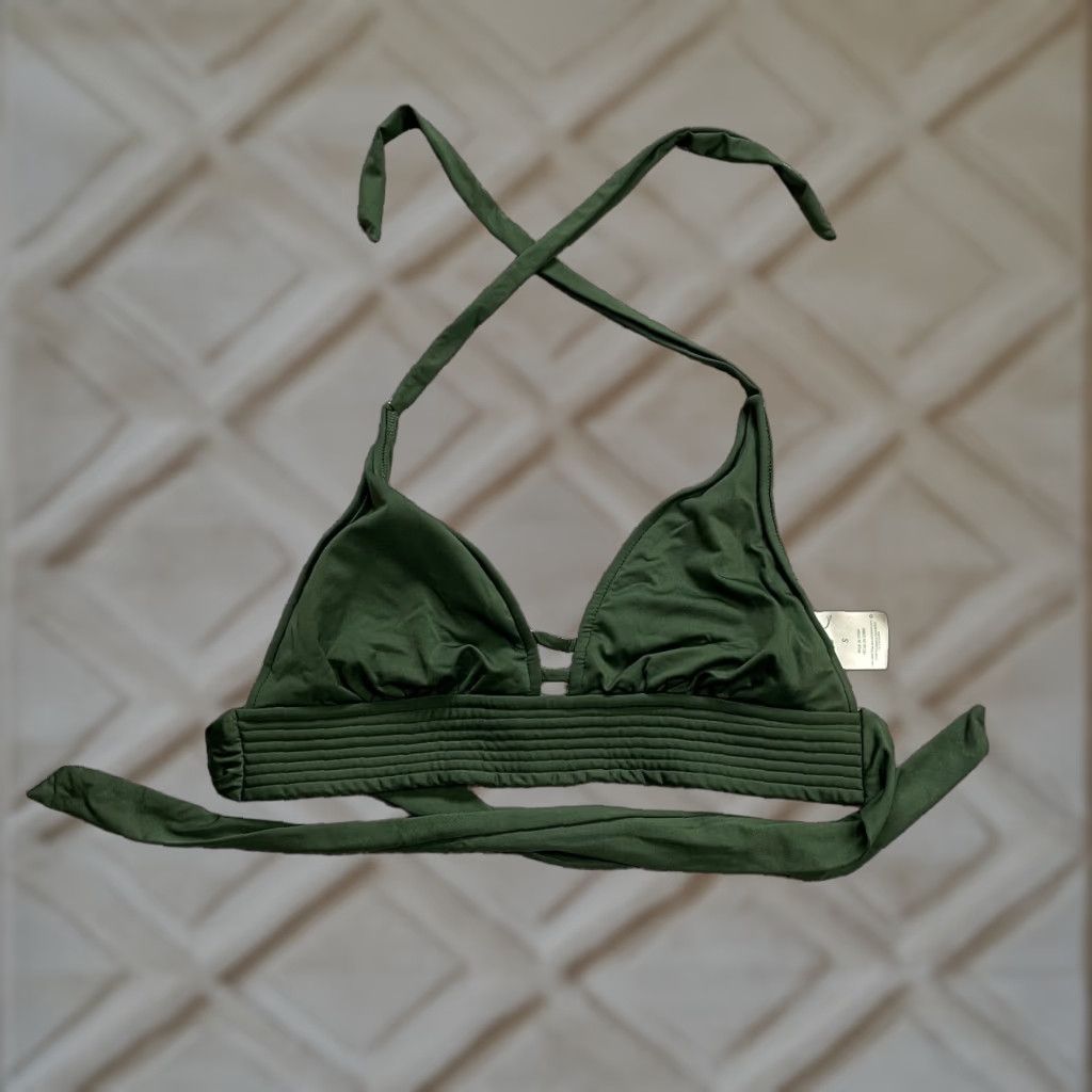 Vintage Kona Sol Women's Small Green Padded Halter Bikini Top Swimsuit Beach Summer Surf Size S / US 4 / IT 40 - 1 Thumbnail