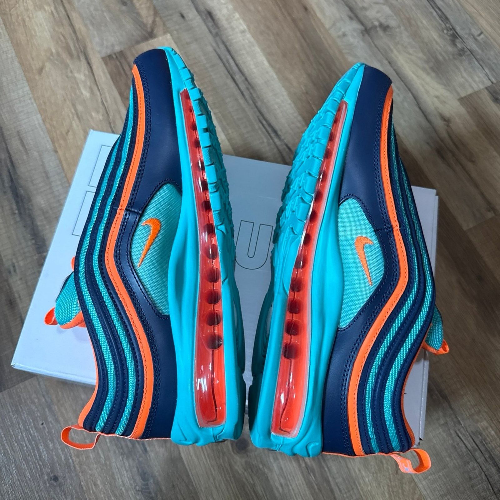Nike Nike ID Air Max 97 By You Aqua Blue Orange Size US 11 / EU 44 - 5 Thumbnail