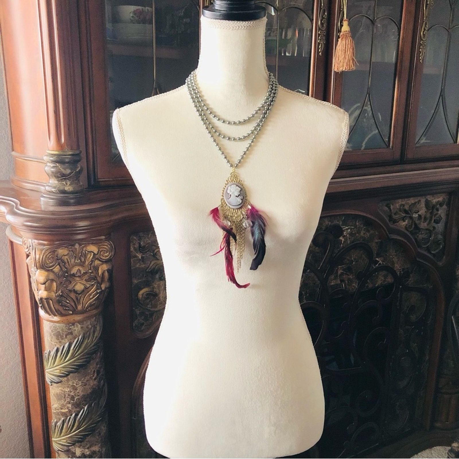 Jewelry Handcrafted filigree cameo Pearl genuine ruby necklace Size ONE SIZE - 5 Thumbnail