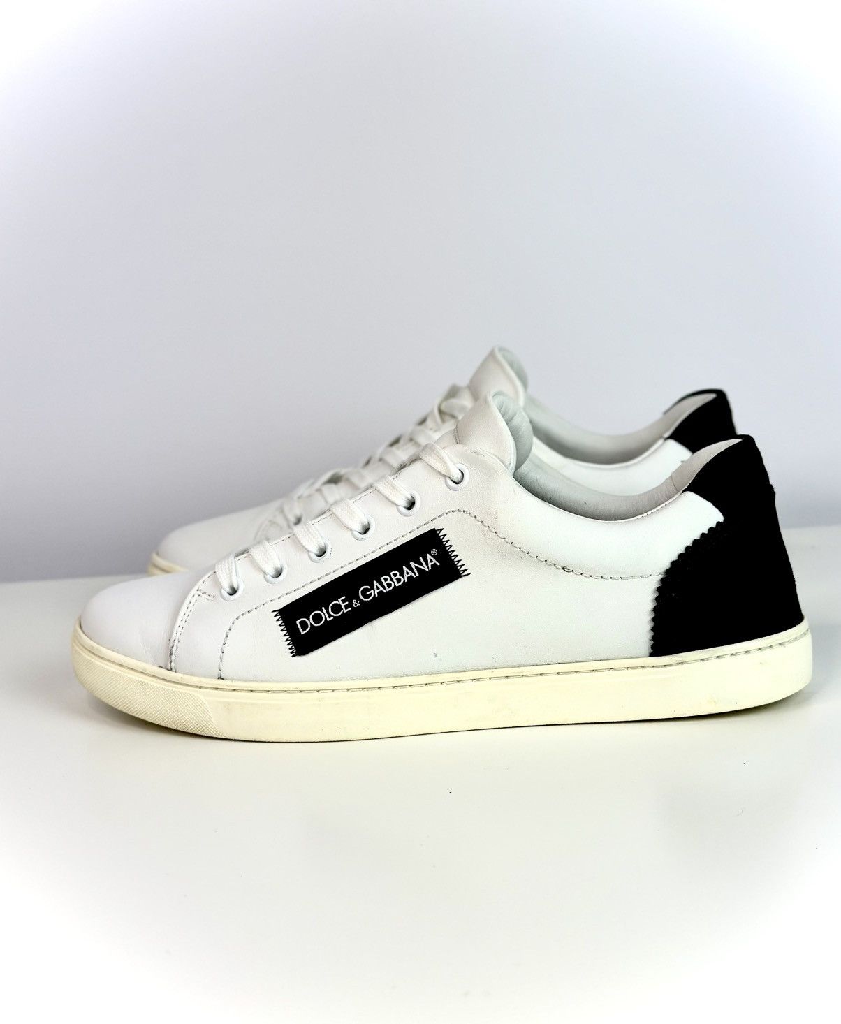Dolce & Gabbana Dolce & Gabbana White Black Leather Lace Up Sneakers 40s Size US 9 / IT 39 - 6 Thumbnail