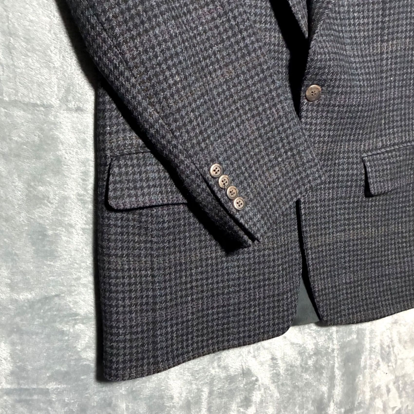 Bill Blass VINTAGE Bill Blass Houndstooth Two Button Blazer Sport Coat Mens 40 Grey Size 40R - 4 Thumbnail