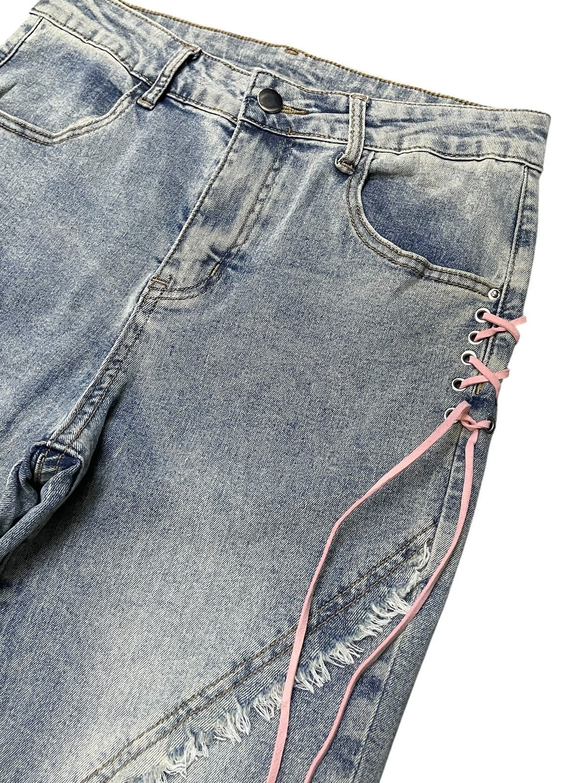If Six Was Nine × LOWBOX × Le Grande Bleu (L.G.B.) Paneled Laces Flare Japanese Brand Vintage Jeans Size US 28 / EU 44 - 9 Thumbnail