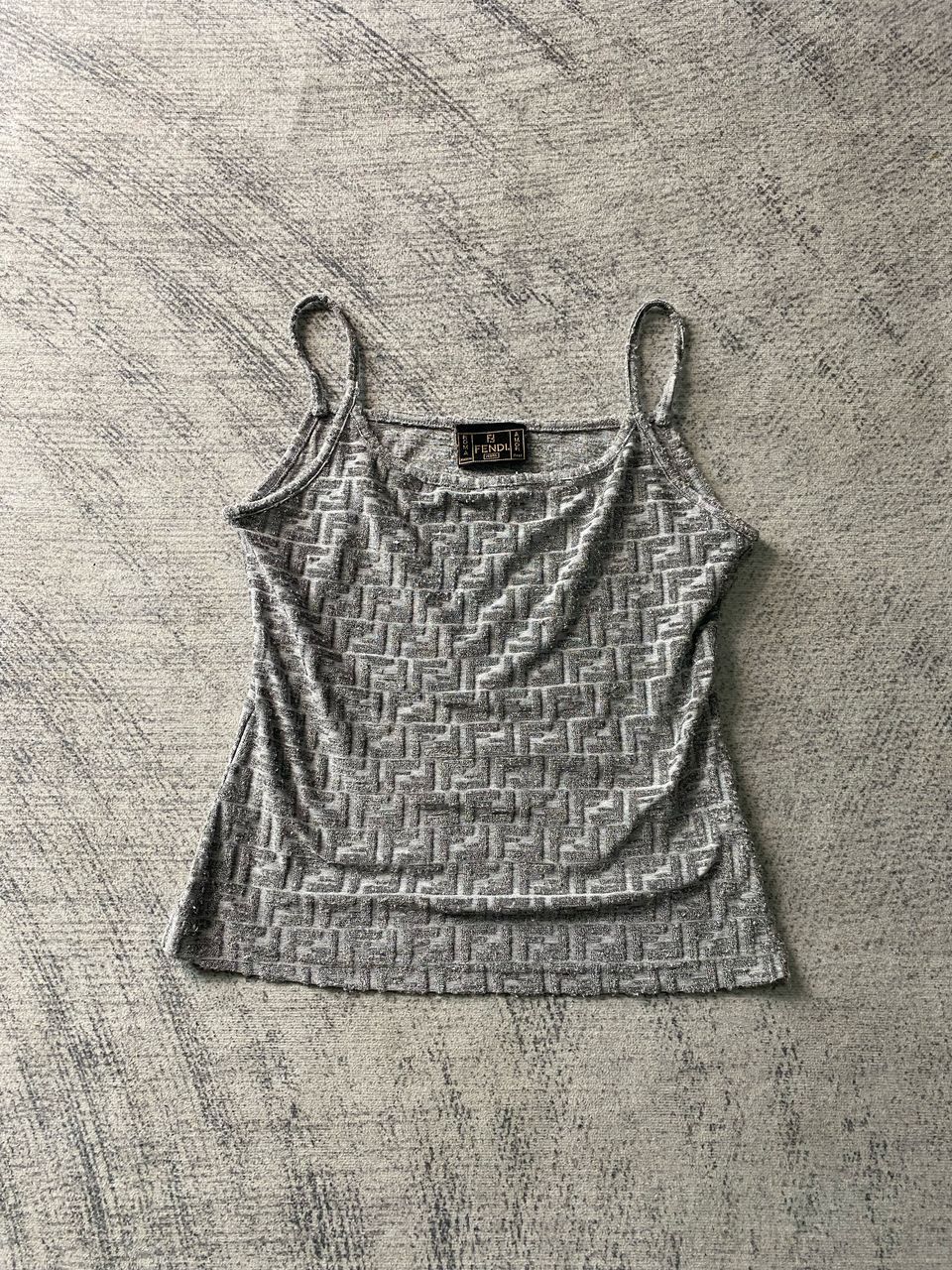 Vintage Fendi Zucca FF Logo Grey Camisole Top