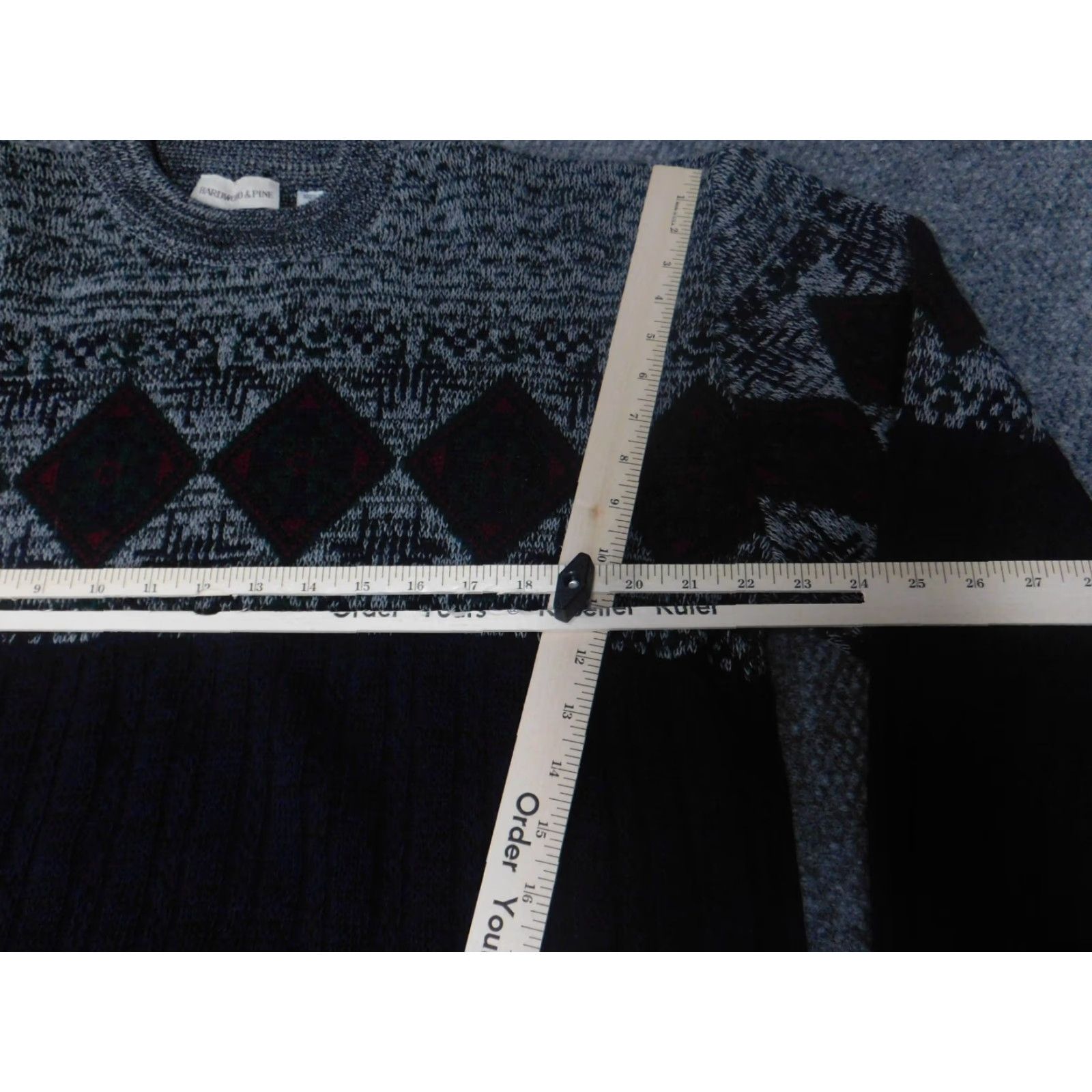 Vintage Hardwood & Pine Mens Sweater Pullover Crew Neck Large Gray Striped Knit Acrylic Classic Regular Knit Size US L / EU 52-54 / 3 - 4 Thumbnail