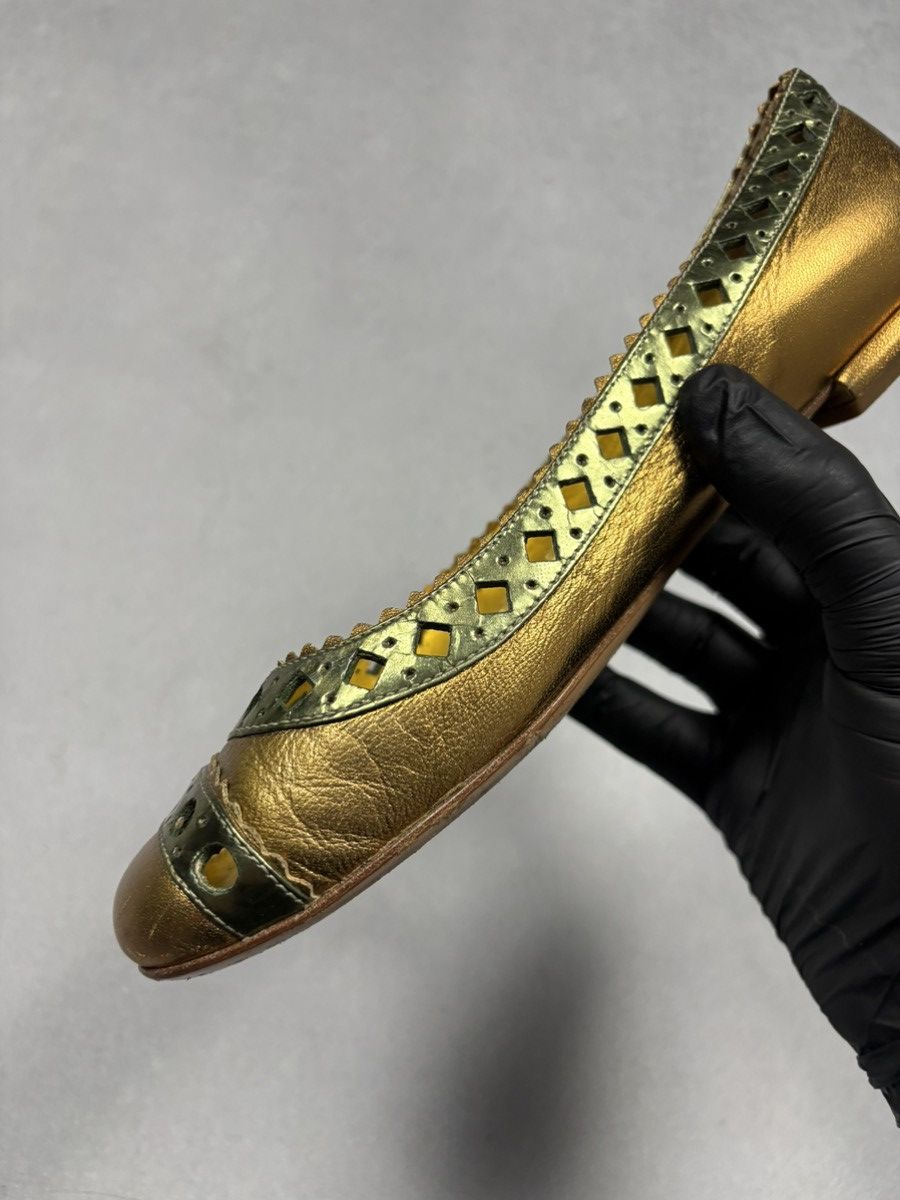 Prada Archive Prada Milano Metallic Gold Ballet Flats 38.5 Vintage Size US 8.5 / IT 38.5 - 6 Thumbnail