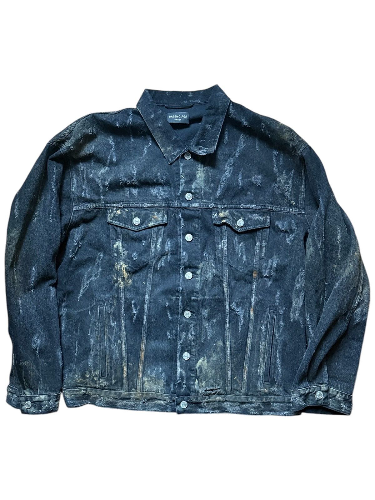 Balenciaga S/S23 Mudshow Slashed Destroyed Denim Jacket Size US L / EU 52-54 / 3 - 1 Thumbnail