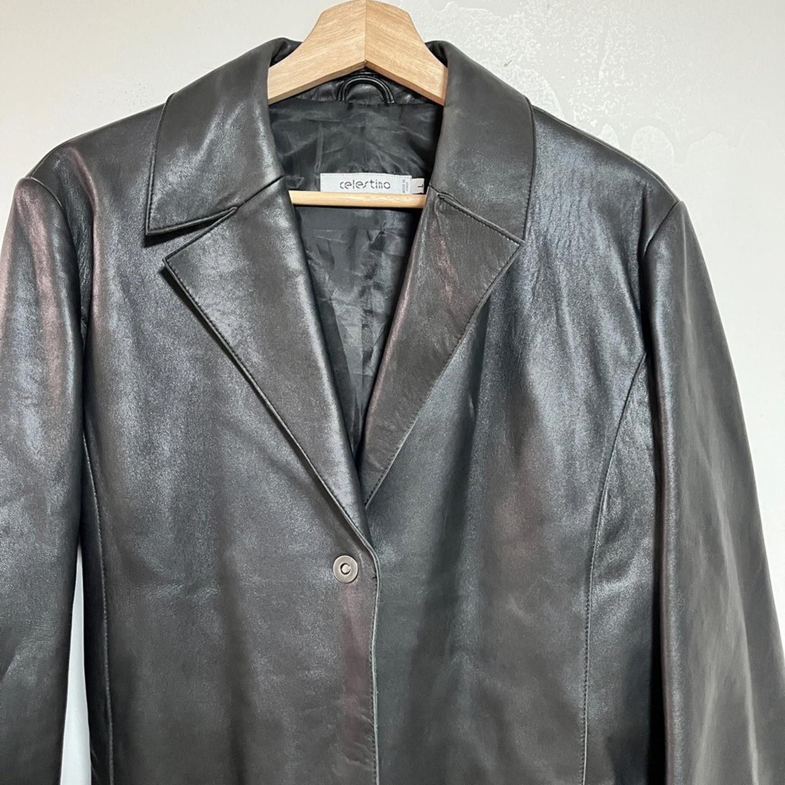 Designer Celestino Women’s Genuine Leather Trench Coat – Size L Size L / US 10 / IT 46 - 3 Thumbnail