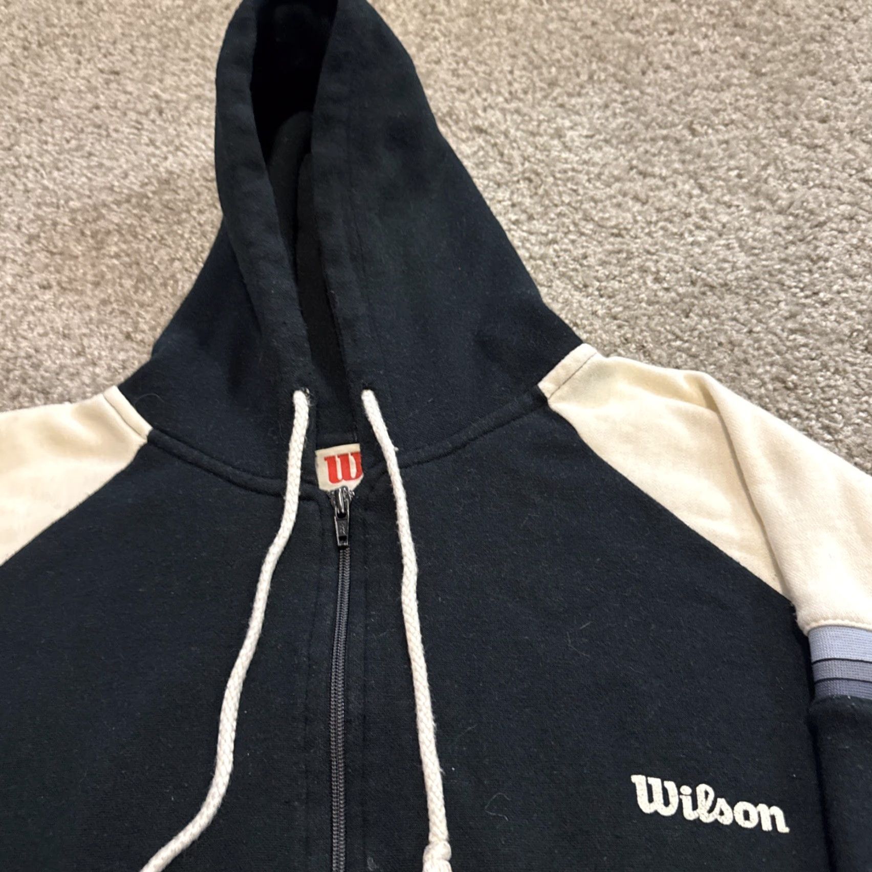 Wilson VINTAGE Wilson Athletics Tennis Black White Full Zip Hooded Sweatshirt XL Size US XL / EU 56 / 4 - 2 Thumbnail