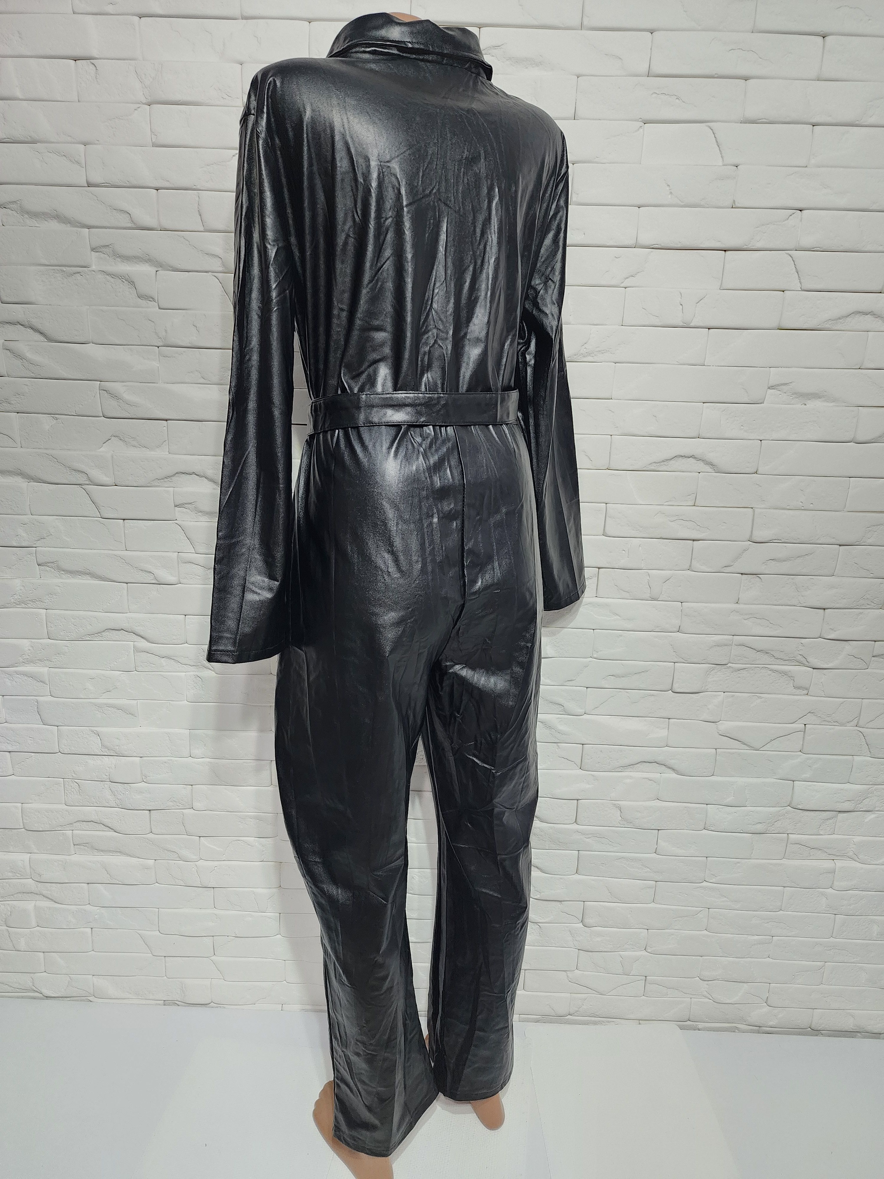 Other Women's black jumpsuit made of artificial leather. Size 40" / US 18 - 6 Thumbnail