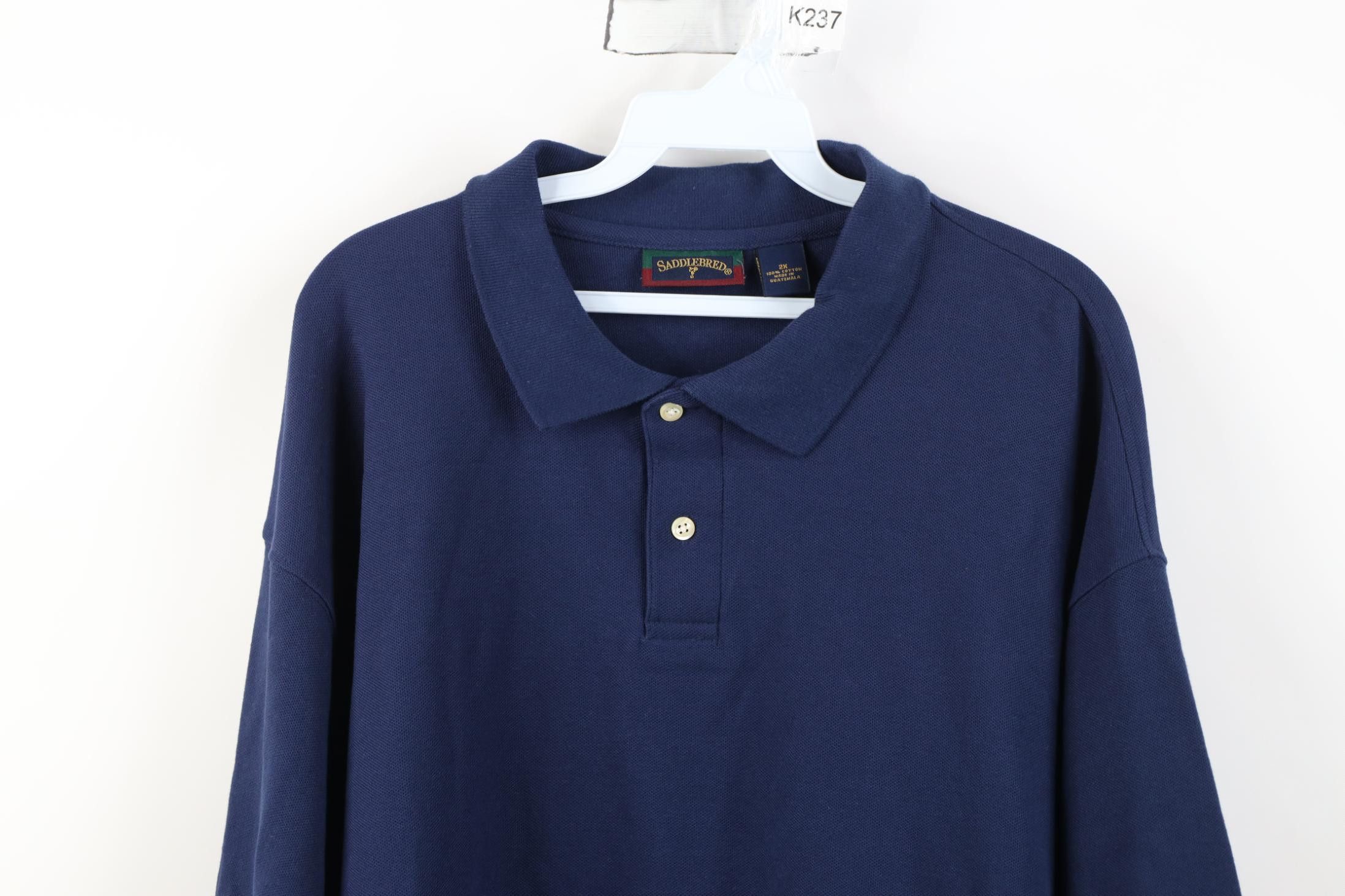 Vintage Vintage 90s Streetwear Cotton Knit Golf Polo Shirt Navy Blue Size US XXL / EU 58 / 5 - 2 Thumbnail