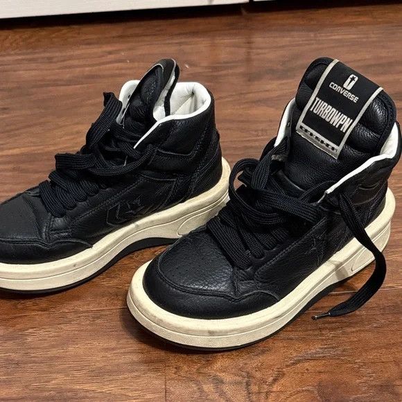 Converse × Rick Owens Drkshdw DRKSHDW TURBOWPN Mid Black Cloud Cream Sneakers Size US 6 / EU 39 - 4 Thumbnail
