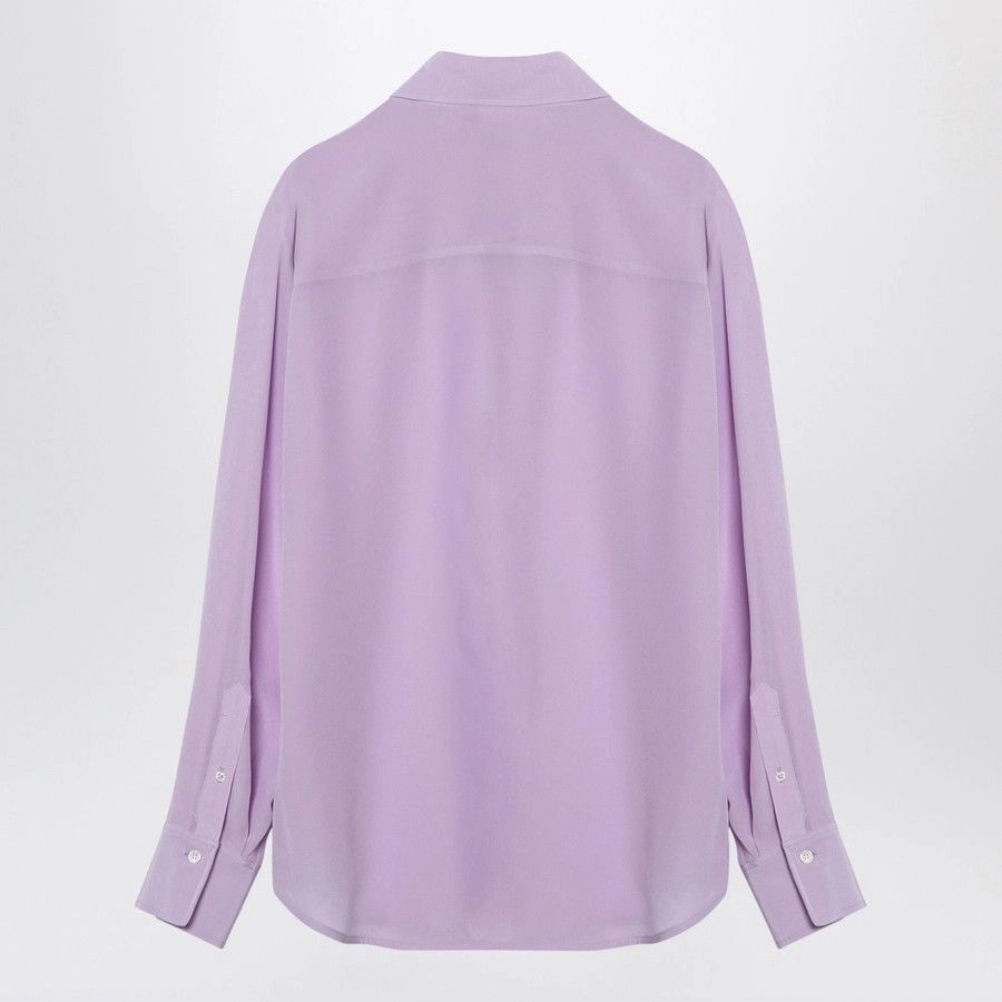 Victoria Beckham o1d2blof1124 Lilac Silk Shirt With Ruffles in Purple Size M / US 6-8 / IT 42-44 - 2 Thumbnail