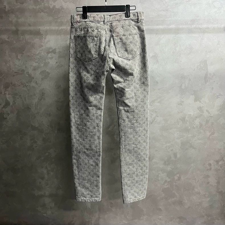 Louis Vuitton Louis Vuitton Gray Solid Full Print Straight Leg Casual Je Size US 29 - 5 Thumbnail