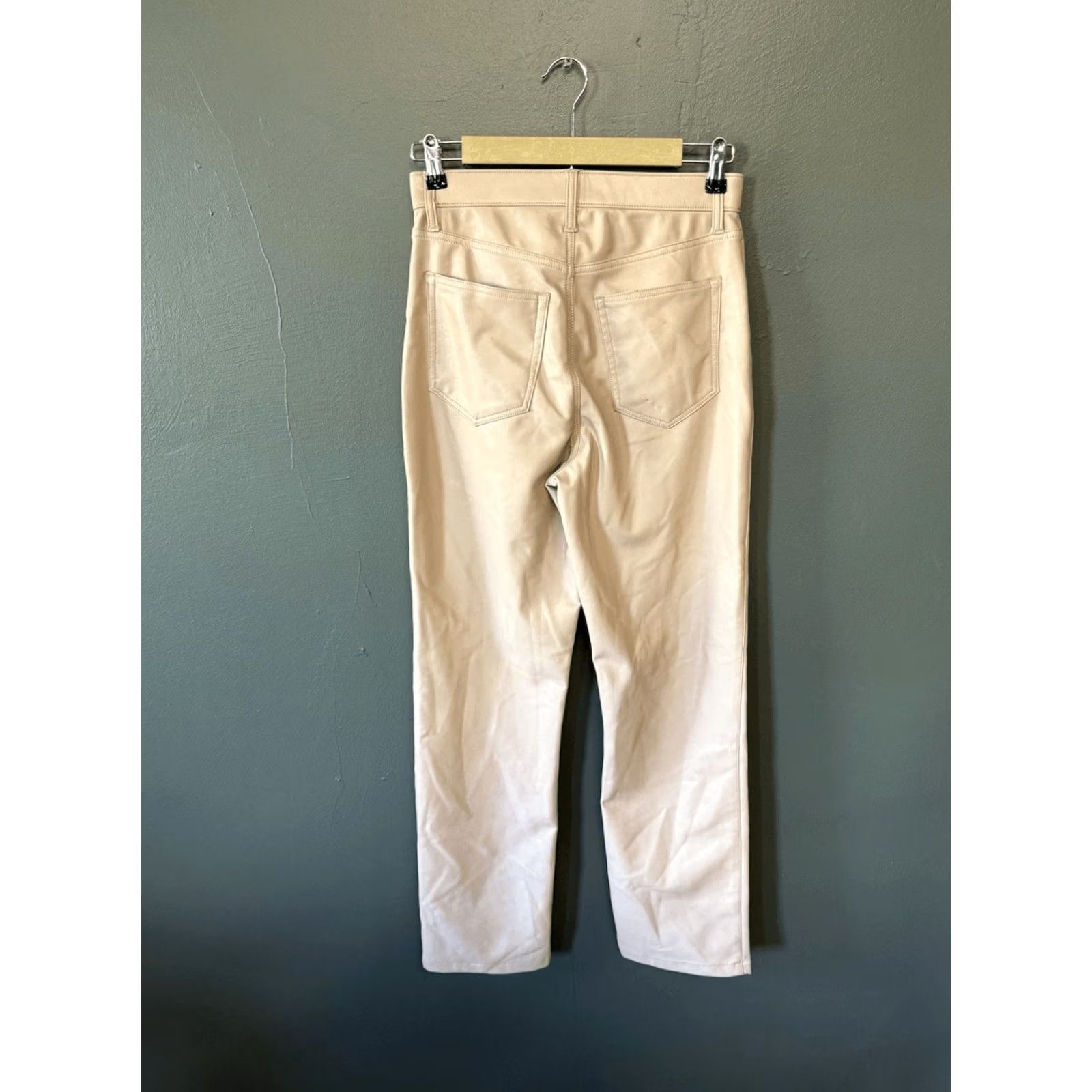Abercrombie & Fitch Abercrombie & Fitch Pants Womens Size 27/4 Beige Faux Leather Straight Leg Size 27" / US 4 / IT 40 - 2 Thumbnail
