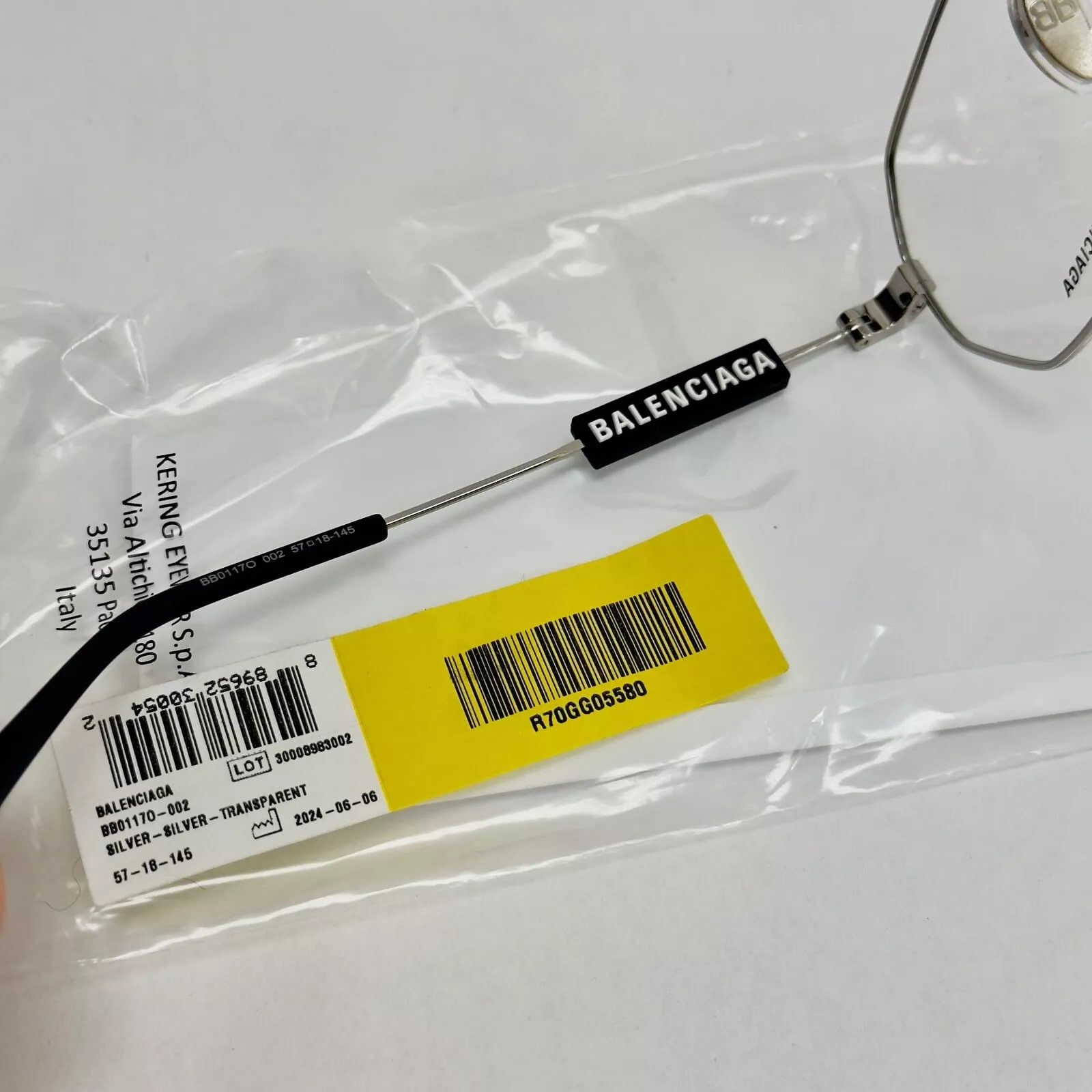 Balenciaga BALENCIAGA TAG 0117 Silver Black Unisex Eyeglass GG0117O 002 Size ONE SIZE - 6 Thumbnail