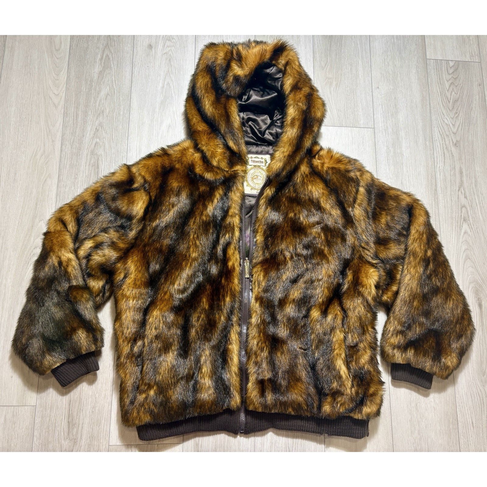 Other VTG Faux Fur Jacket 2XL Hooded Fox Pattern Bomber Oversized Size US XXL / EU 58 / 5 - 1 Thumbnail