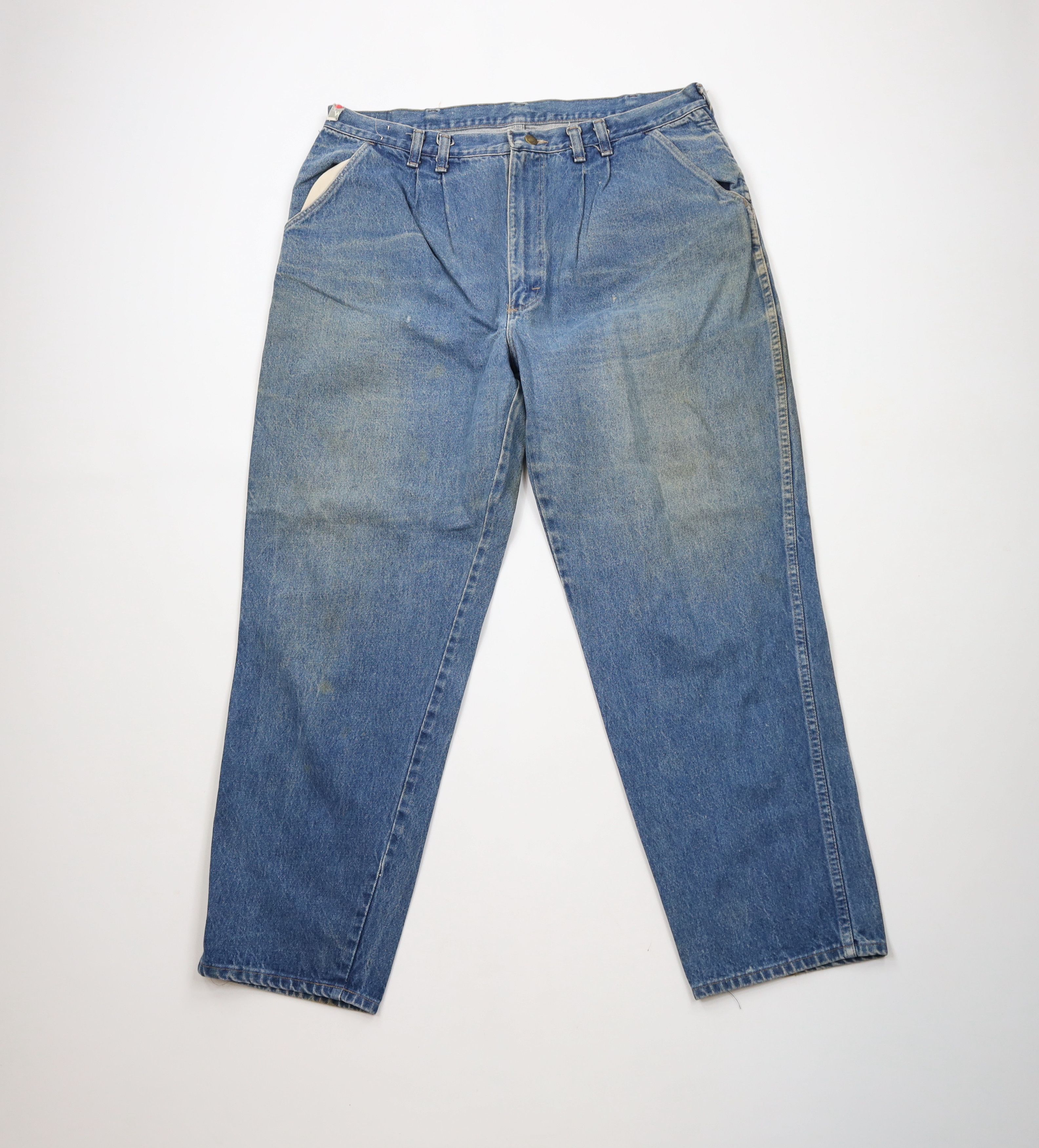 Vintage × Wrangler Vintage 80s 90s Wrangler Pleated Tapered Leg Denim Jeans USA Size US 38 / EU 54 - 1 Thumbnail