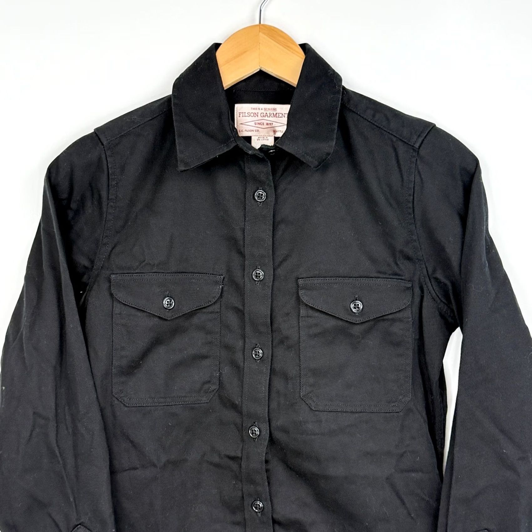 Filson Filson Shirt Womens XS Field Jac Shirt Black 100% Cotton Long Sleeve Pockets Button-Up Ladies XS Black Field Jac Shirt Size XS / US 0-2 / IT 36-38 - 4 Thumbnail