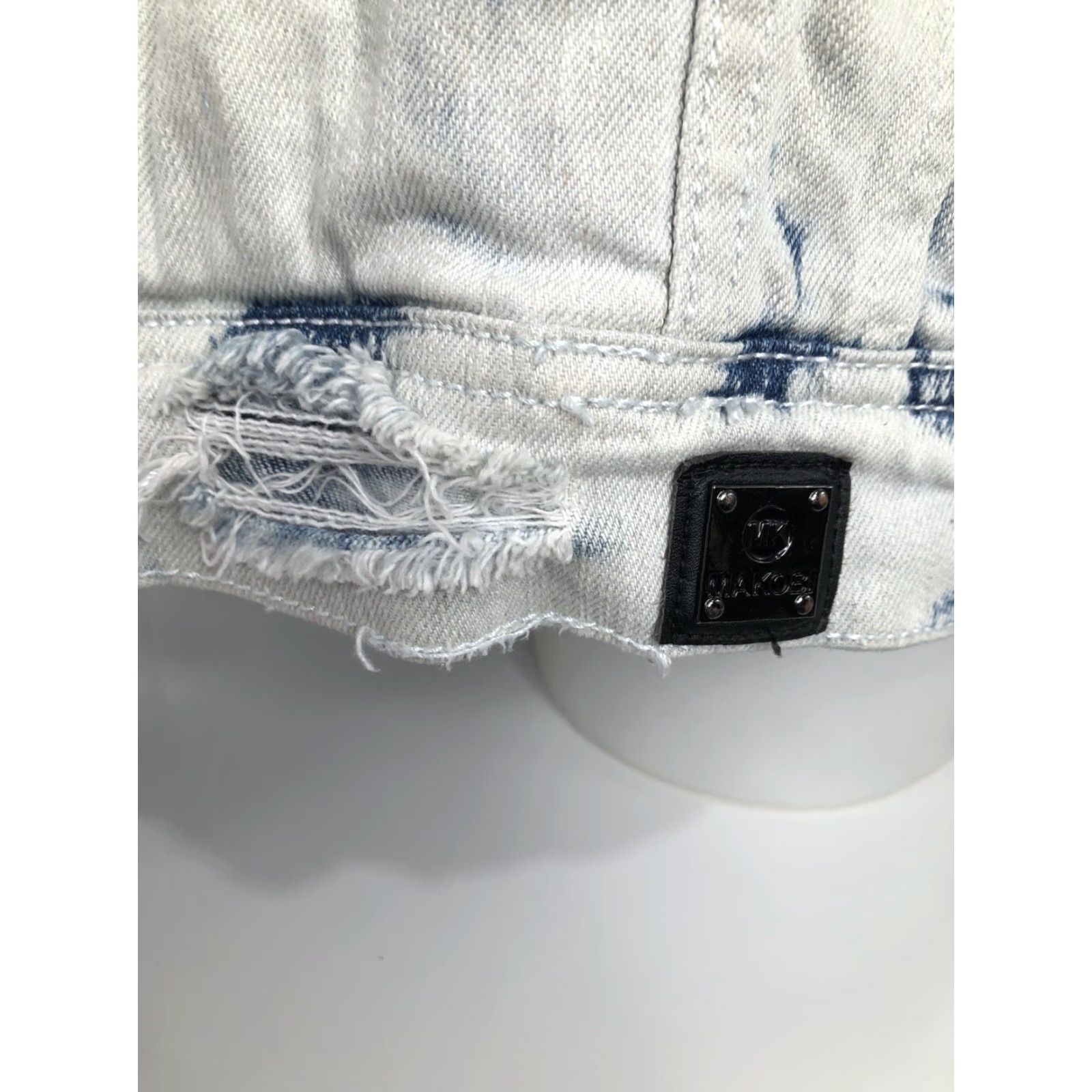 Denime MAKOBI Denim Biker Jacket 3XL Blue Men Distressed Leather Look EXCELLENT Size US XXL / EU 58 / 5 - 4 Thumbnail
